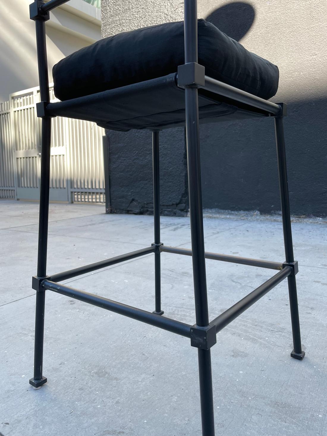 Pair of Barstools in Solid Steel in Powder Black Finish For Sale 10