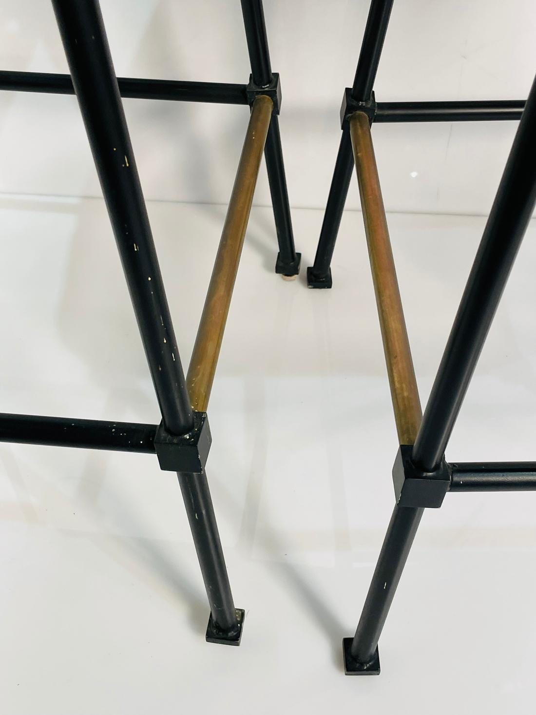 Pair of Barstools in Solid Steel in Powder Black Finish For Sale 3