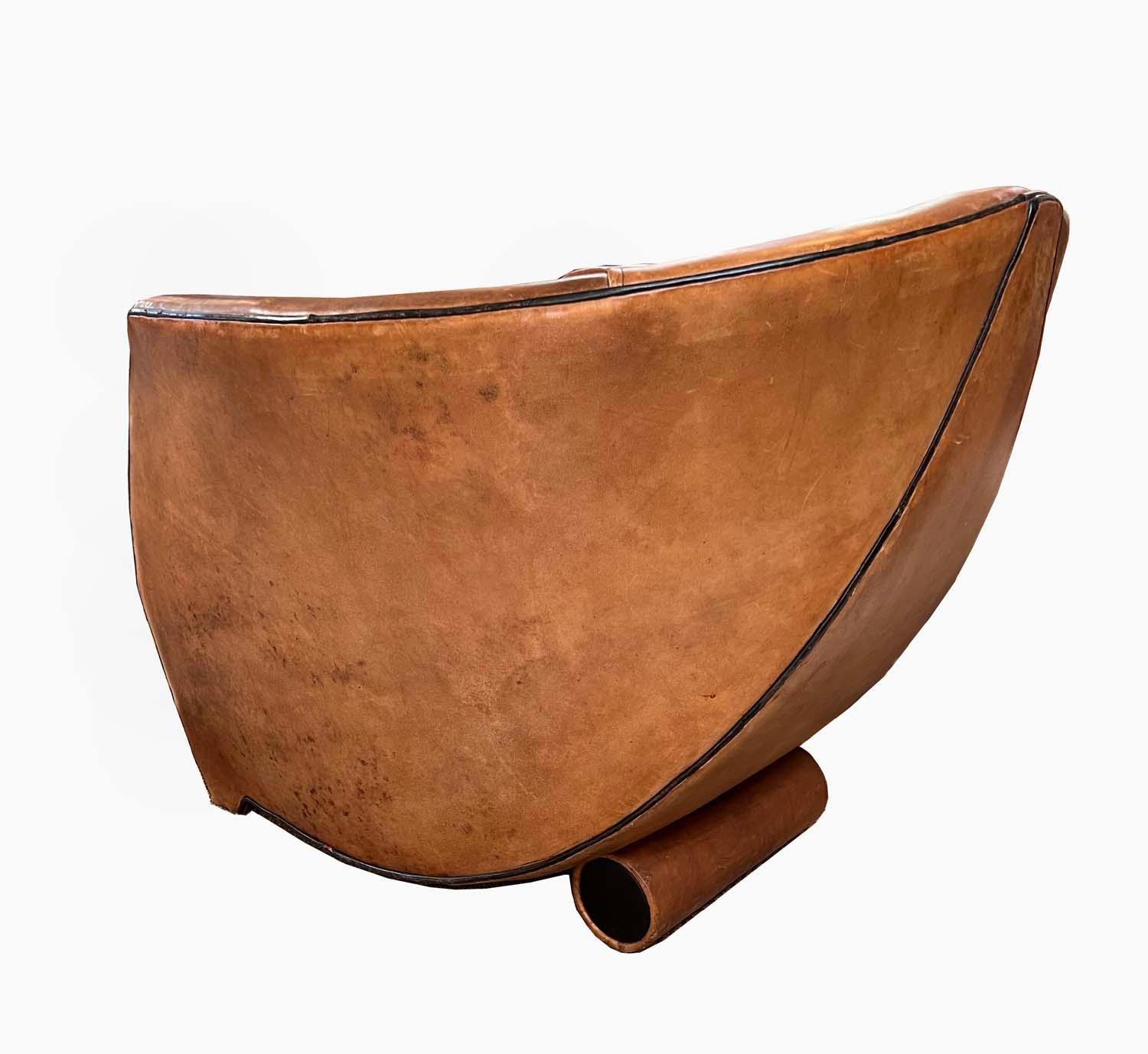 Pair of Bart Van Bekhoven, 'Cocoon' Lounge Chair, Leather, the Netherlands 3