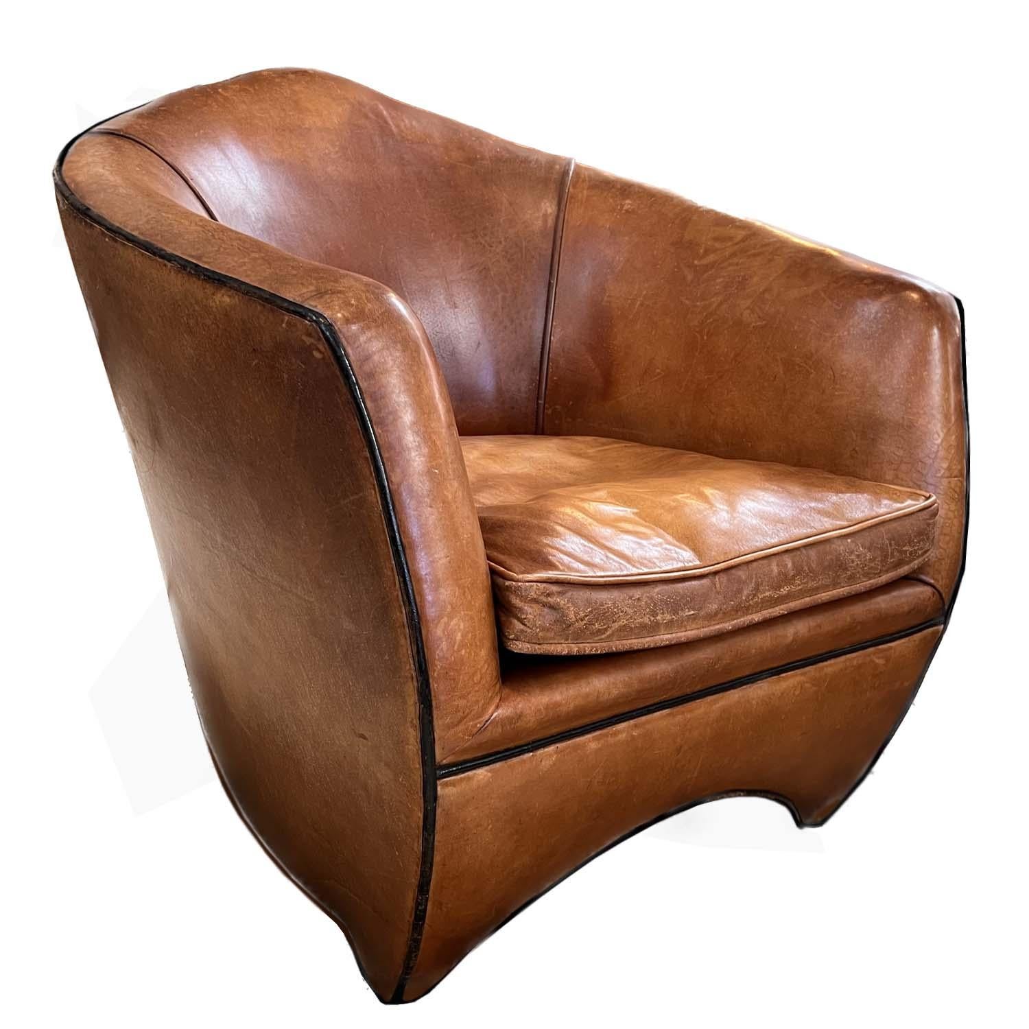Pair of Bart Van Bekhoven, 'Cocoon' Lounge Chair, Leather, the Netherlands In Good Condition In Sag Harbor, NY