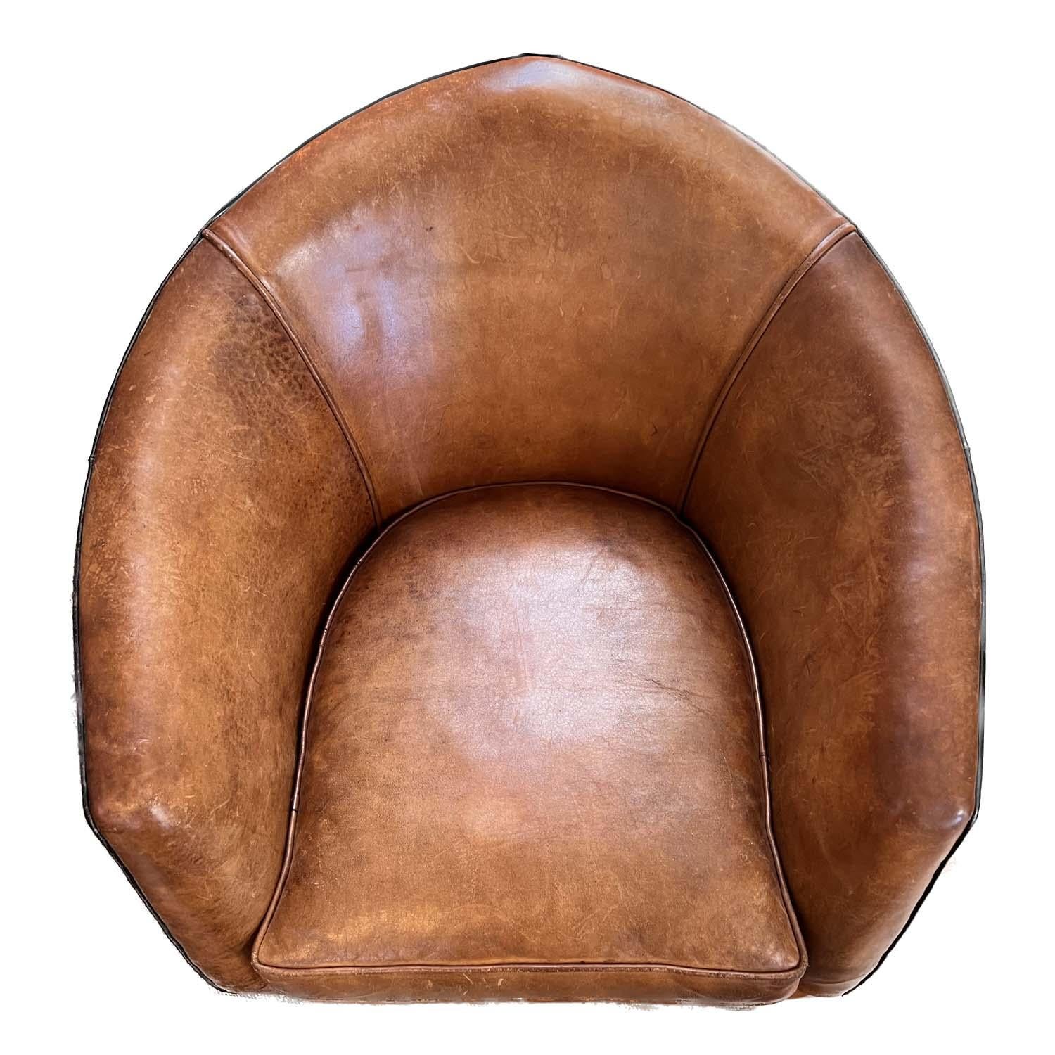 Sheepskin Pair of Bart Van Bekhoven, 'Cocoon' Lounge Chair, Leather, the Netherlands