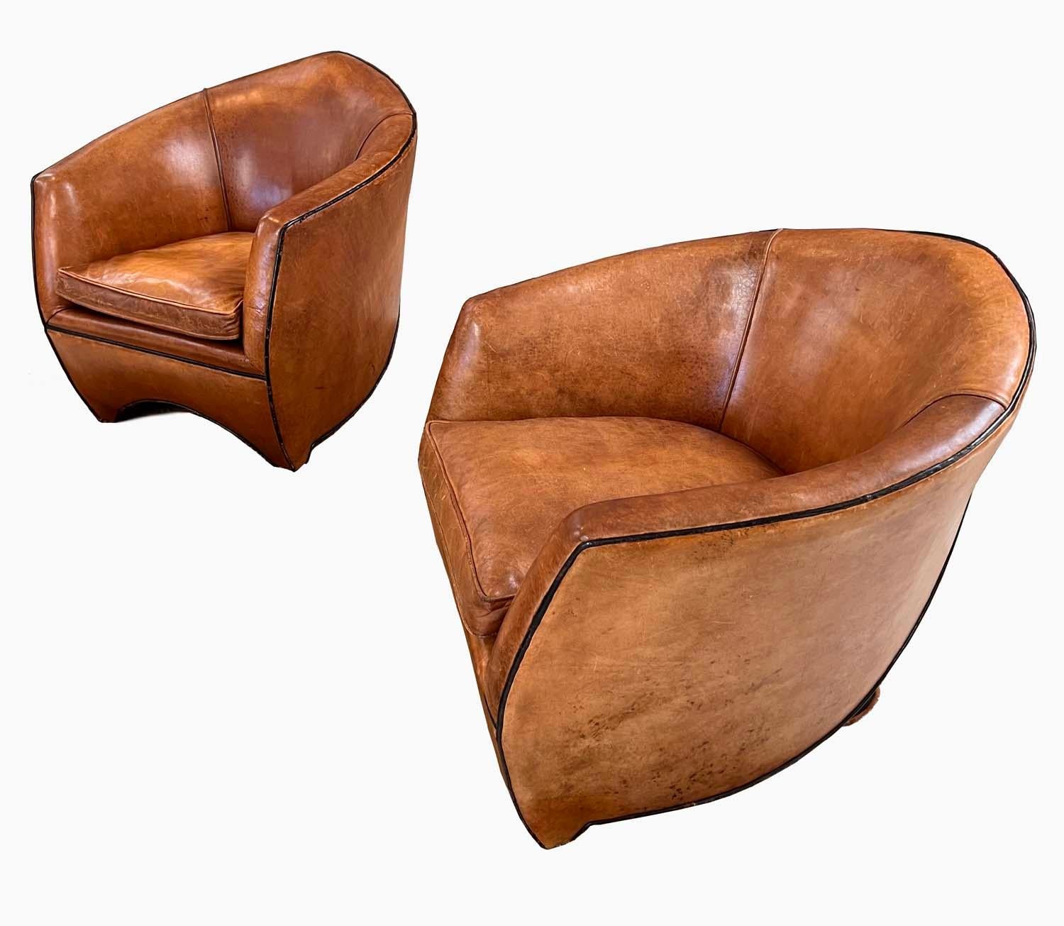 Pair of Bart Van Bekhoven, 'Cocoon' Lounge Chair, Leather, the Netherlands 2