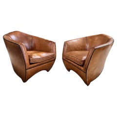 Pair of Bart Van Bekhoven, 'Cocoon' Lounge Chair, Leather, the Netherlands