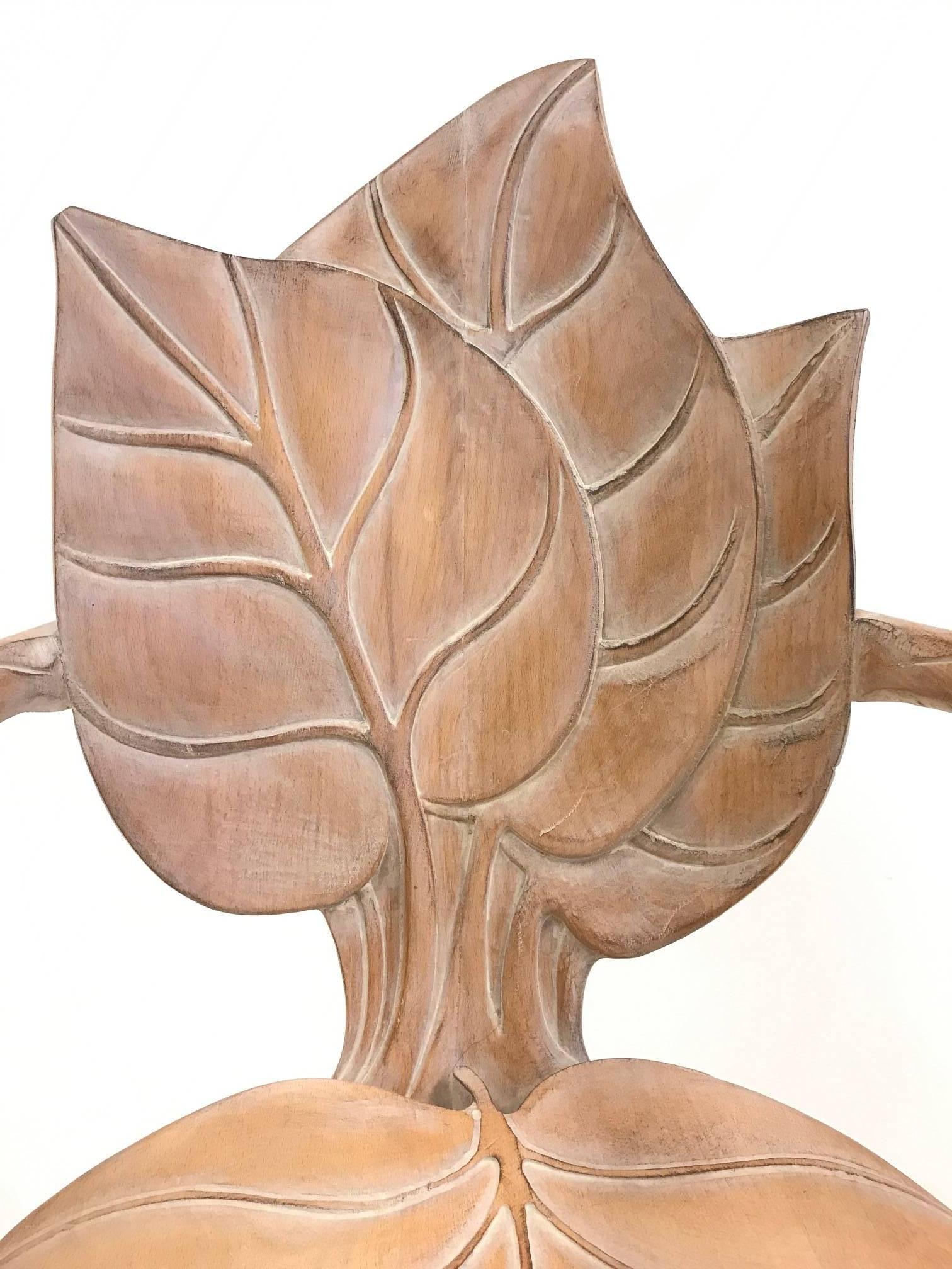 Hand-Carved Pair of Bartolozzi & Maioli Carved Wooden Leaf Armchairs For Sale