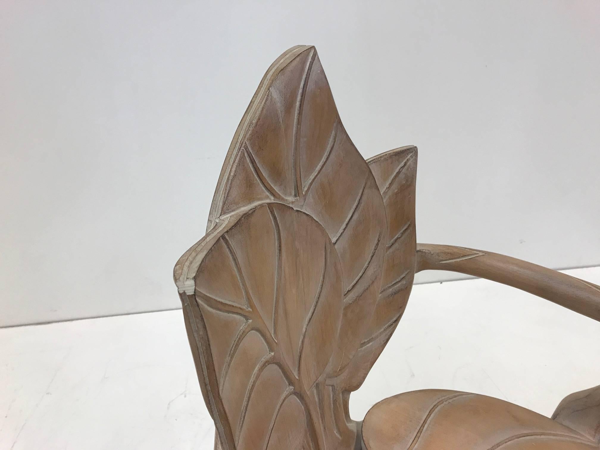 Pair of Bartolozzi & Maioli Carved Wooden Leaf Armchairs For Sale 3