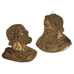 Pair of Bas Relief Bronze Plaques of Saints, Italian 18C