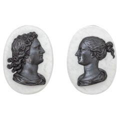 Pair of Bas-Reliefs on Marble Plaques, 19th-20th Century
