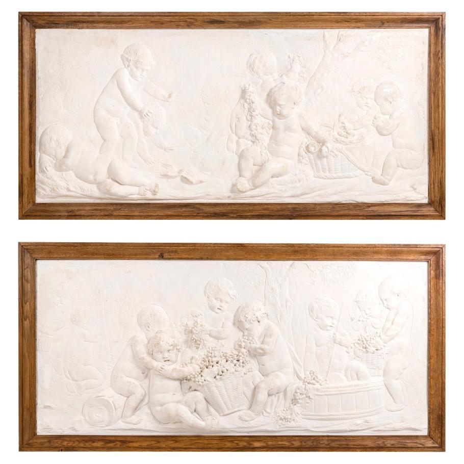 Pair of Bas-Reliefs in Stucco, circa 1880, LS4733601