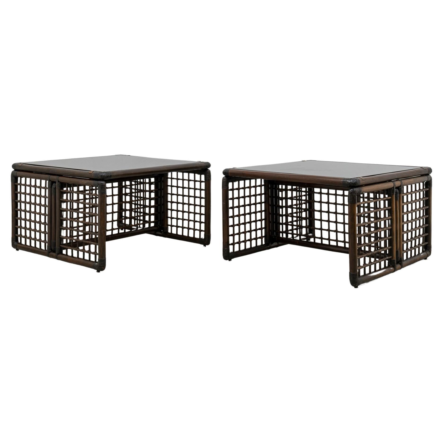 Pair of “Basilian I” Rattan Coffee Tables by Afra & Tobia Scarpa for B&B Italia  For Sale