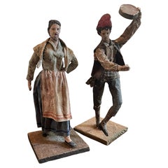 Pair of Basque “Peasant�” Creche Figures Papier Mache