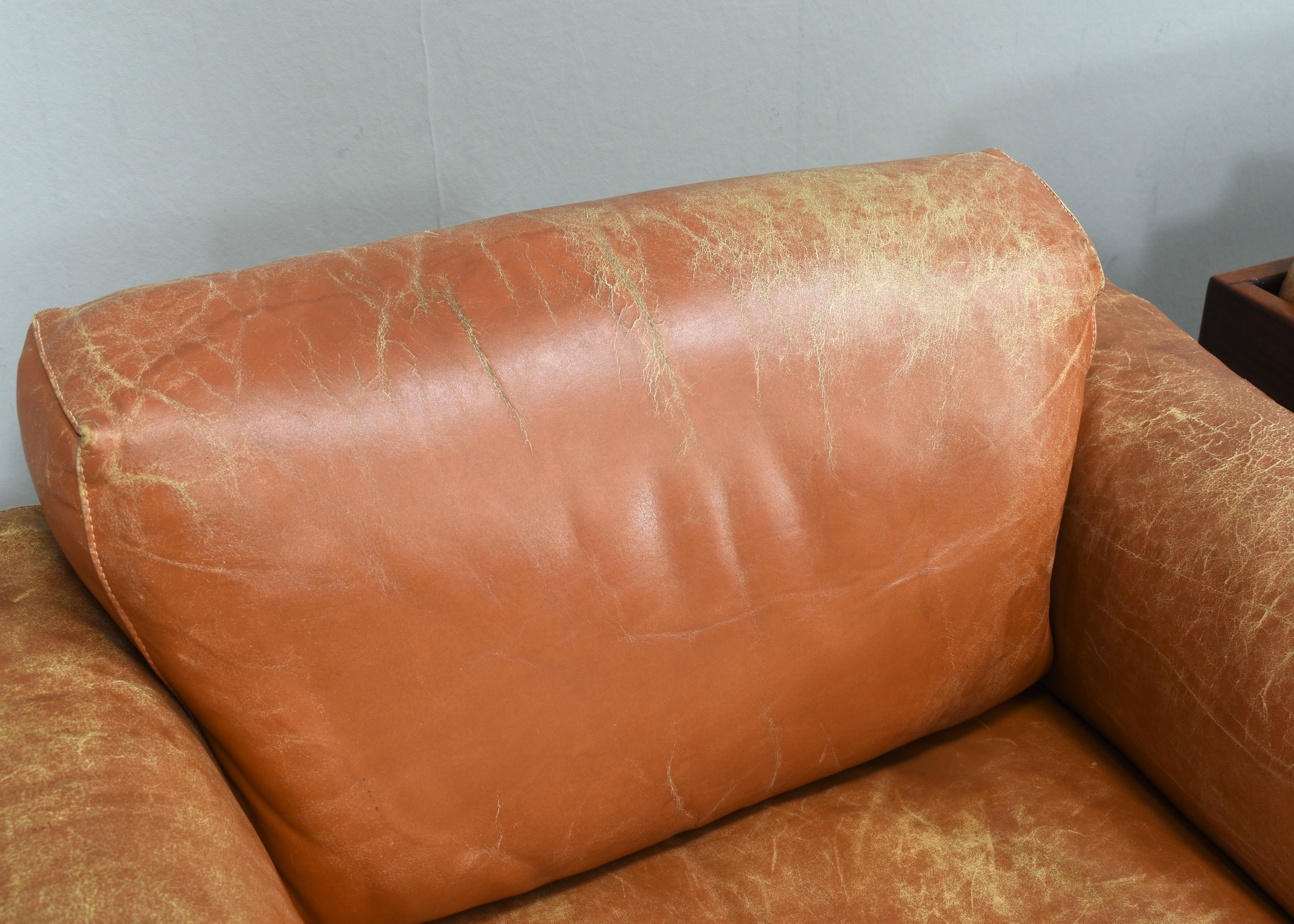 Pair of Bastiano Chairs by Tobia Scarpa in Tan Leather, Gavina, Italy, 1975 3