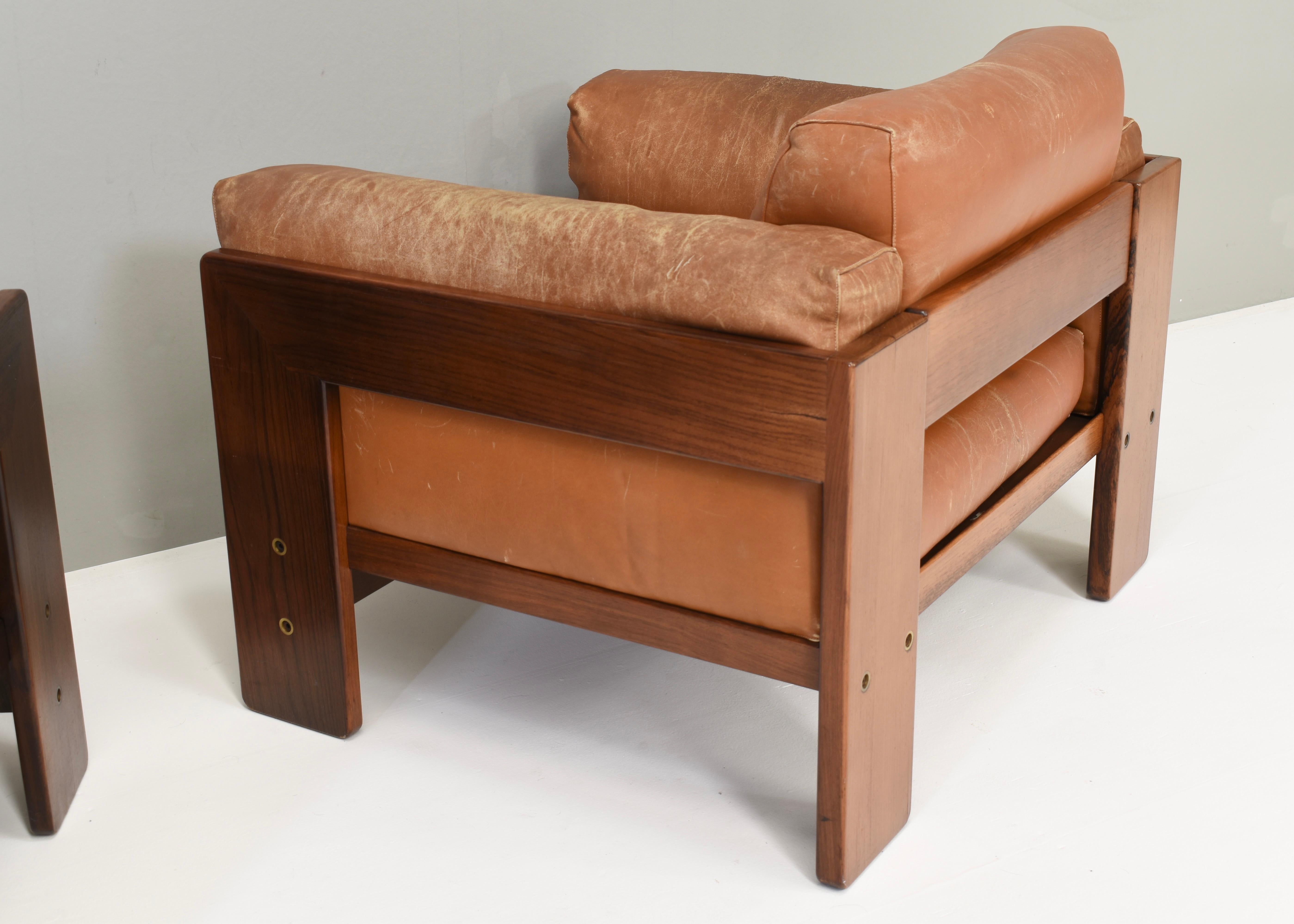 Pair of Bastiano Chairs by Tobia Scarpa in Tan Leather, Gavina, Italy, 1975 4