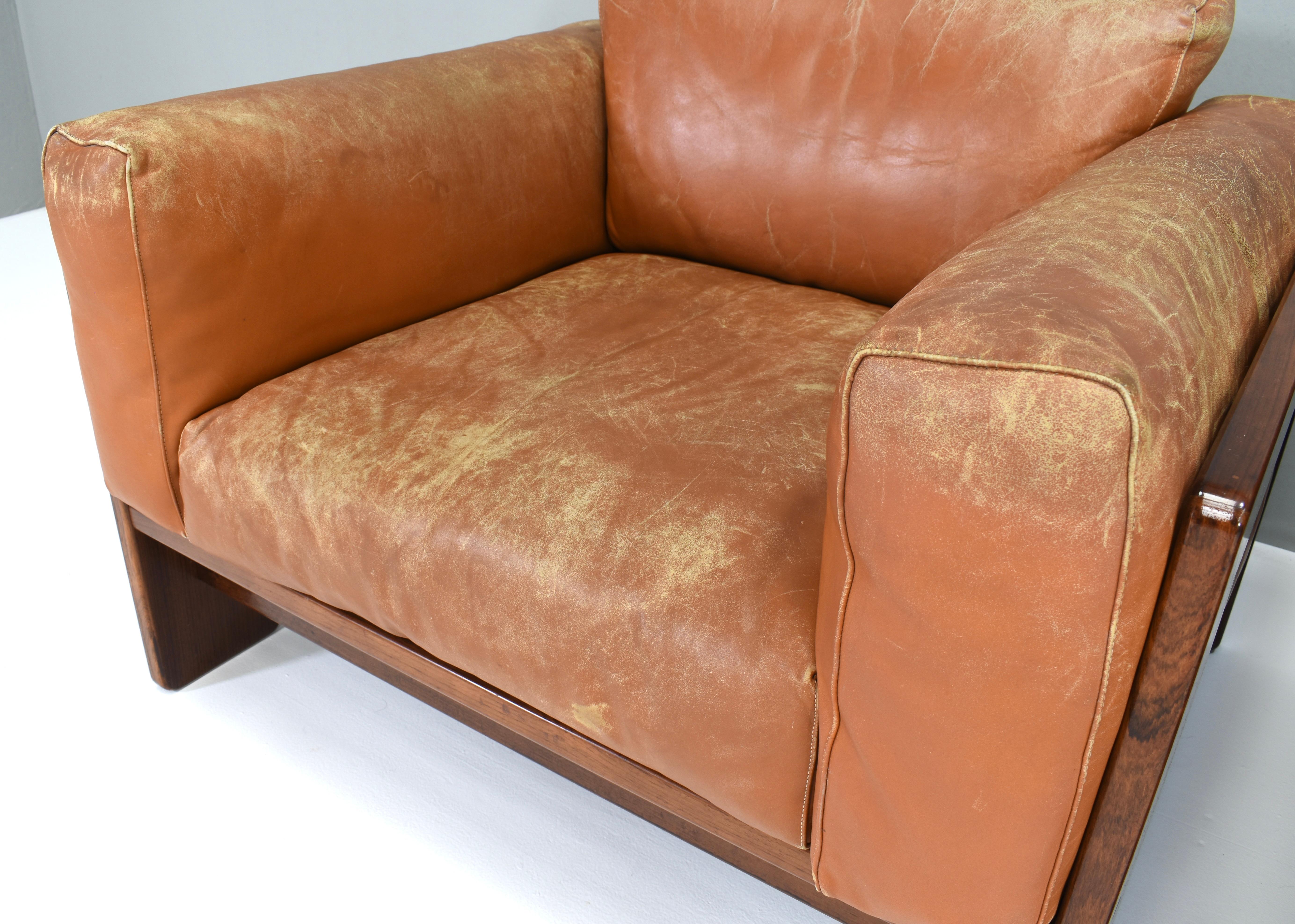 Pair of Bastiano Chairs by Tobia Scarpa in Tan Leather, Gavina, Italy, 1975 6
