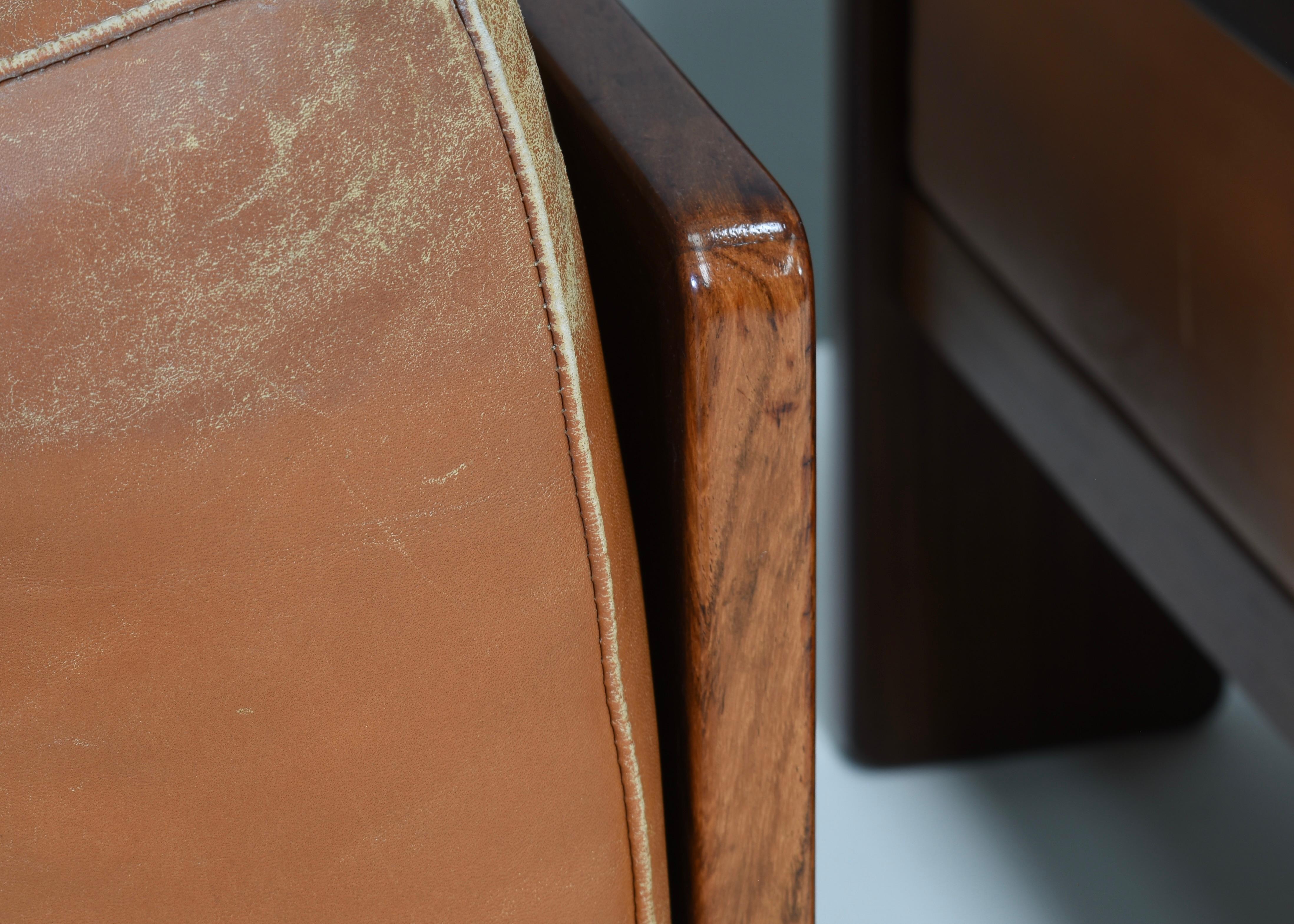 Pair of Bastiano Chairs by Tobia Scarpa in Tan Leather, Gavina, Italy, 1975 7