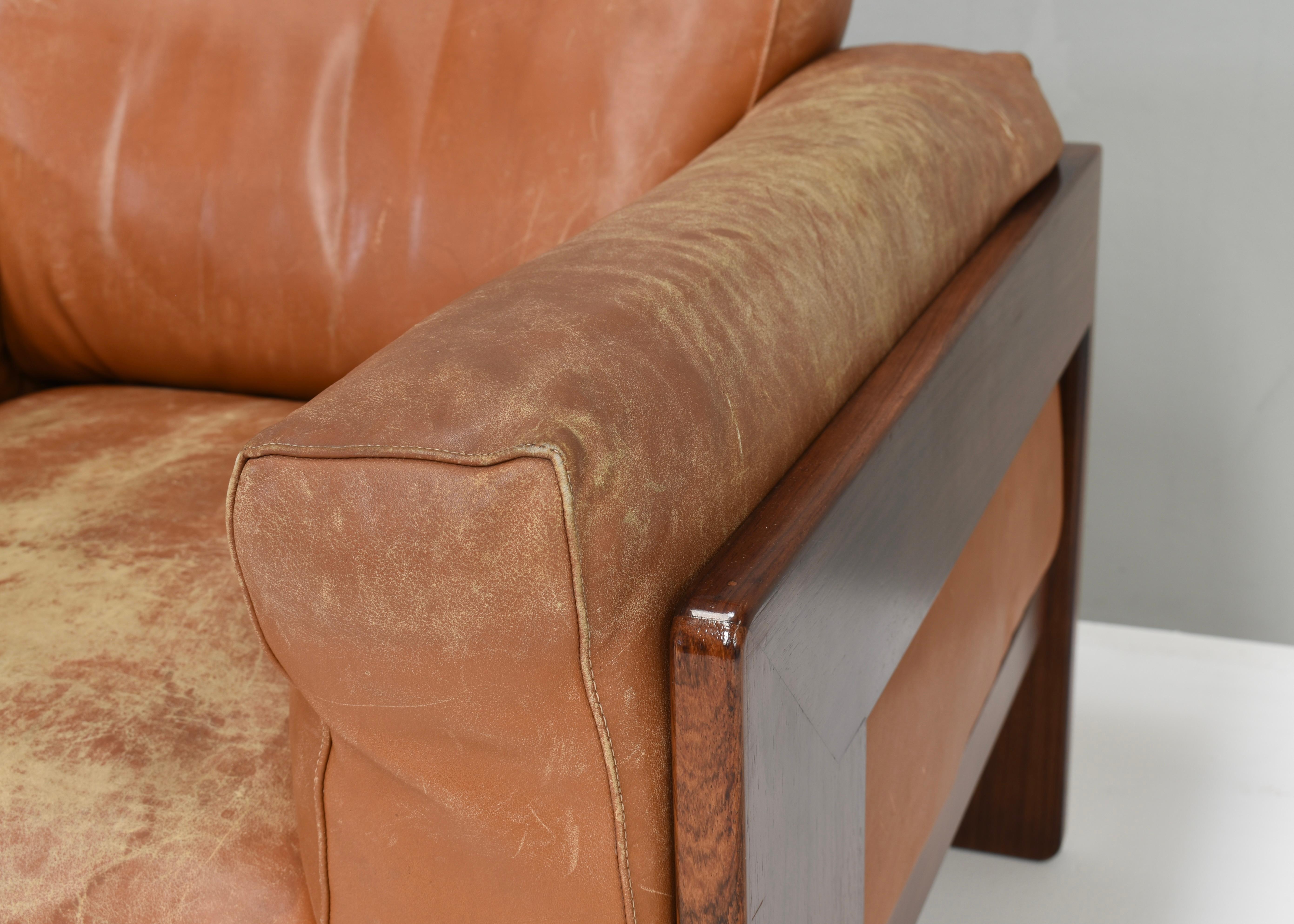 Pair of Bastiano Chairs by Tobia Scarpa in Tan Leather, Gavina, Italy, 1975 9