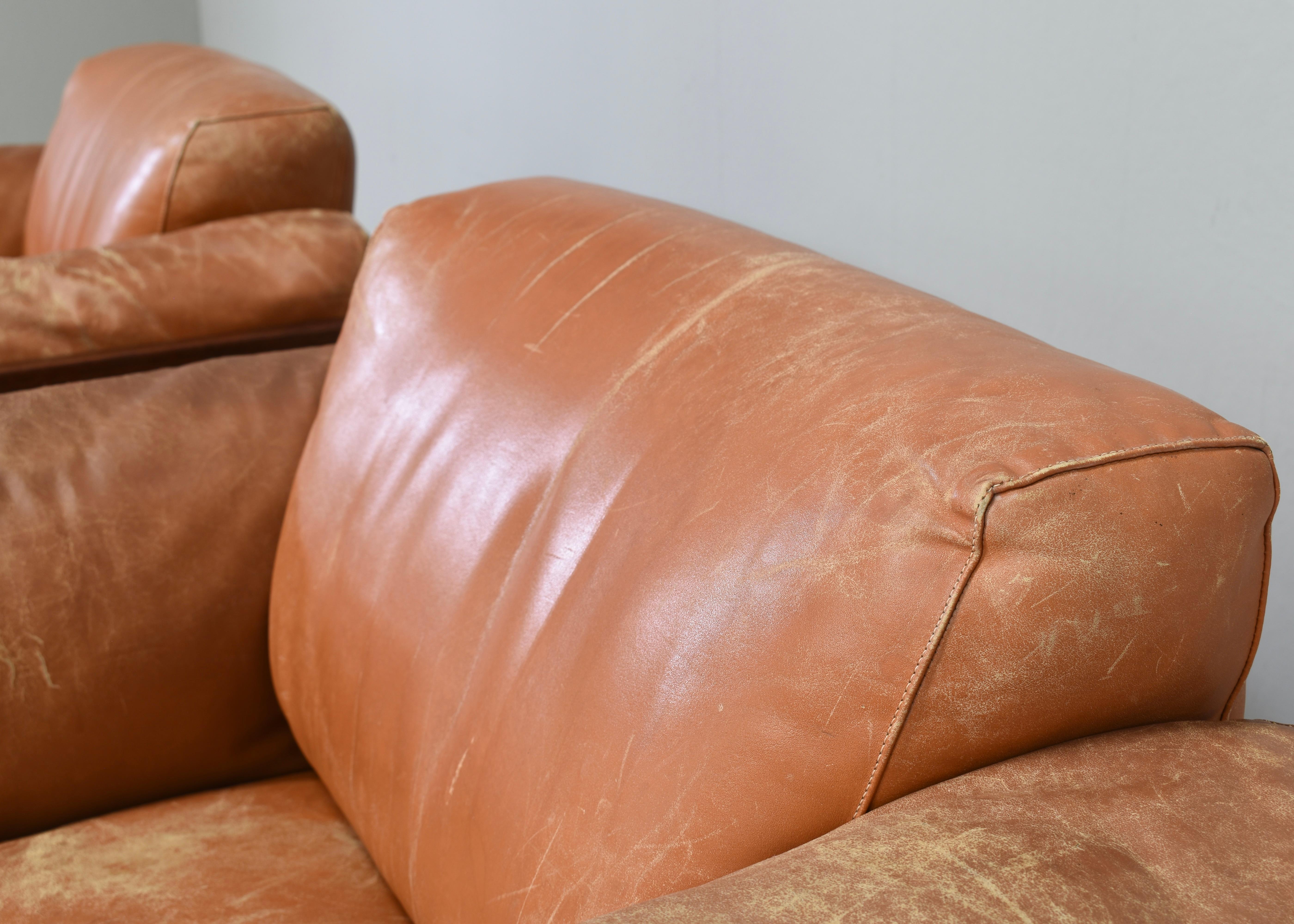Pair of Bastiano Chairs by Tobia Scarpa in Tan Leather, Gavina, Italy, 1975 10