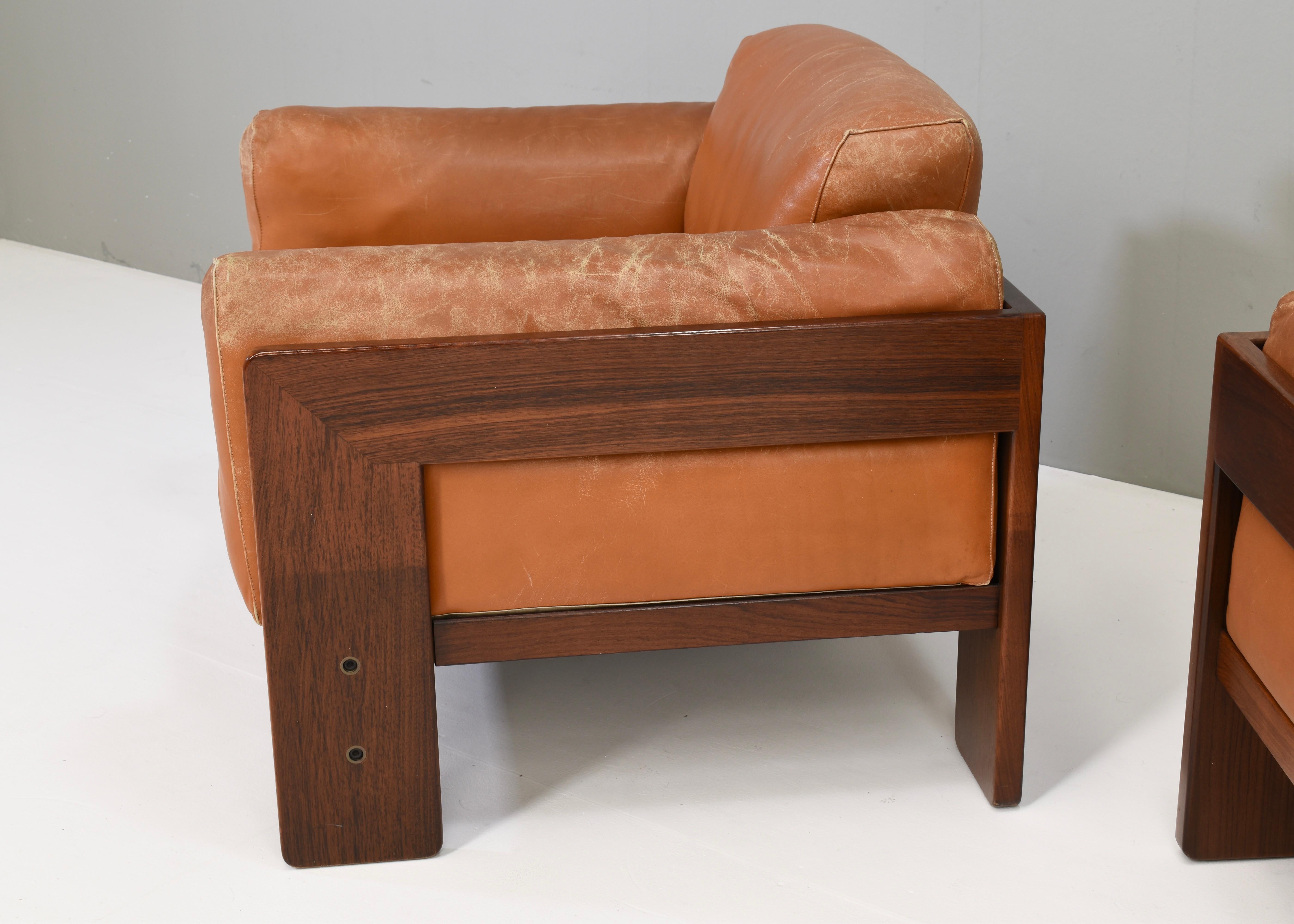 Pair of Bastiano Chairs by Tobia Scarpa in Tan Leather, Gavina, Italy, 1975 2