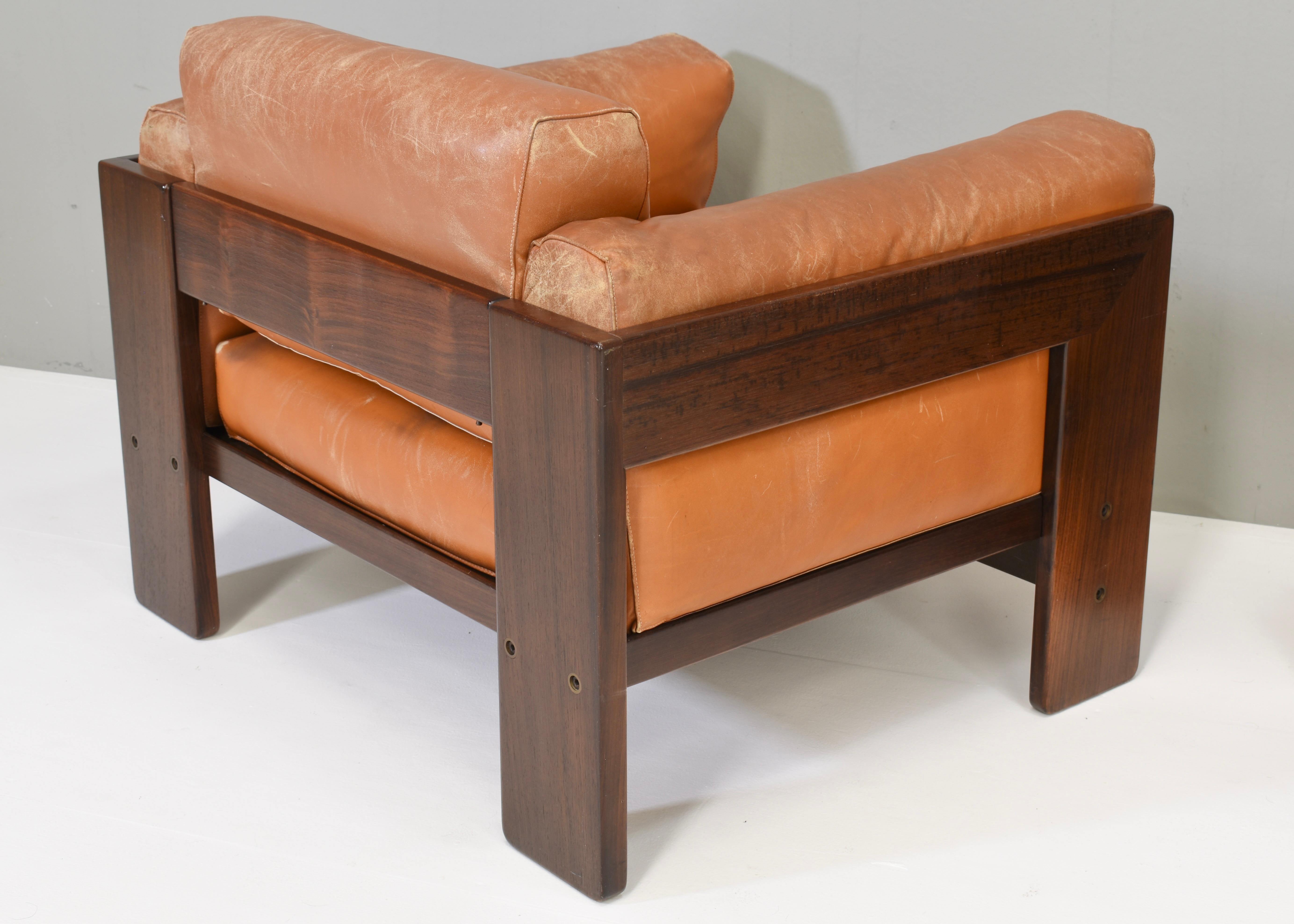 Pair of Bastiano Chairs by Tobia Scarpa in Tan Leather, Gavina, Italy, 1975 3