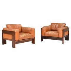 Pair of Bastiano Chairs by Tobia Scarpa in Tan Leather, Gavina, Italy, 1975