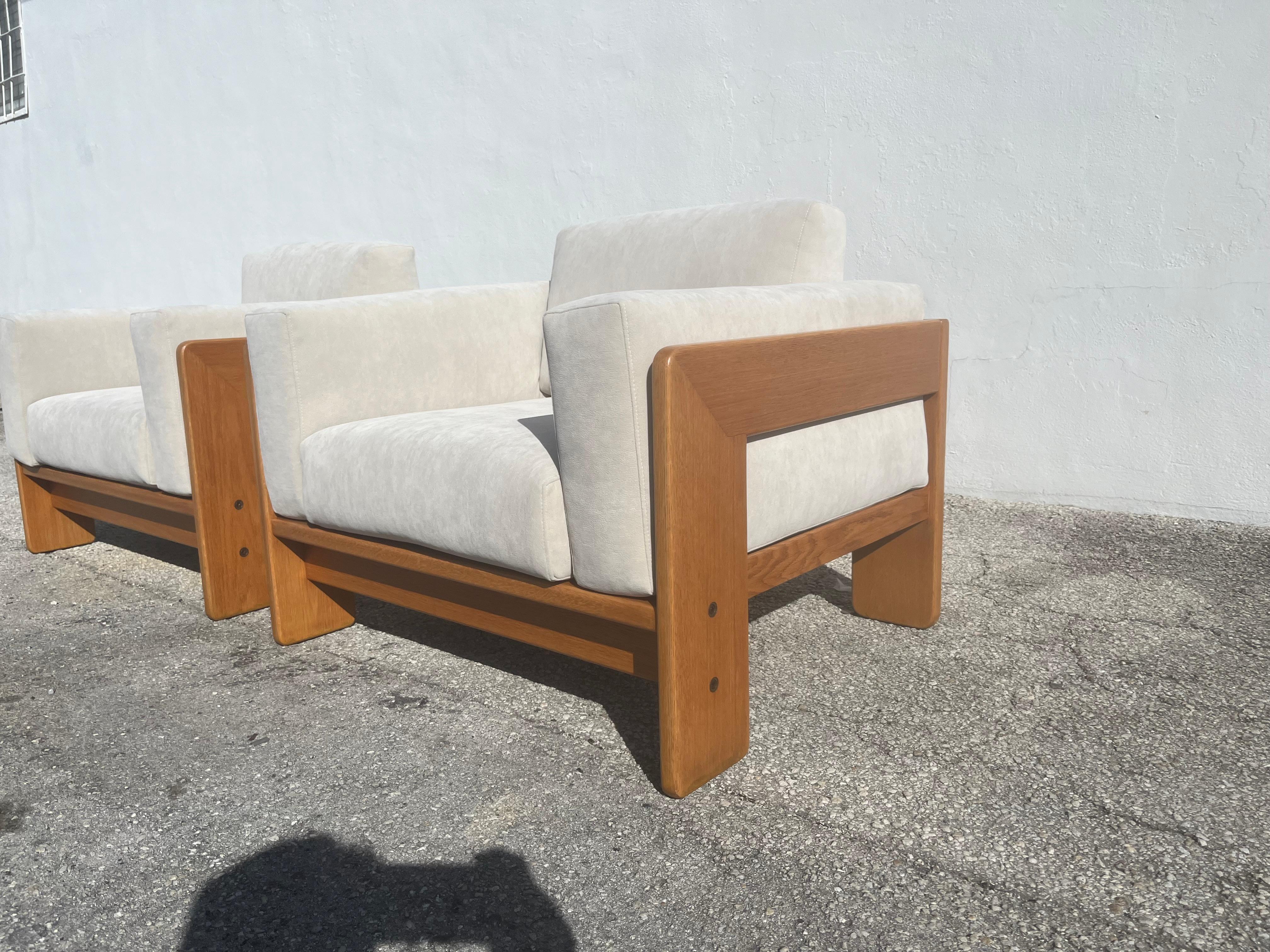 Pair of Bastiano Chairs by Tobia Scarpa, Knoll, Italy, Oak and Ivory 1979 9