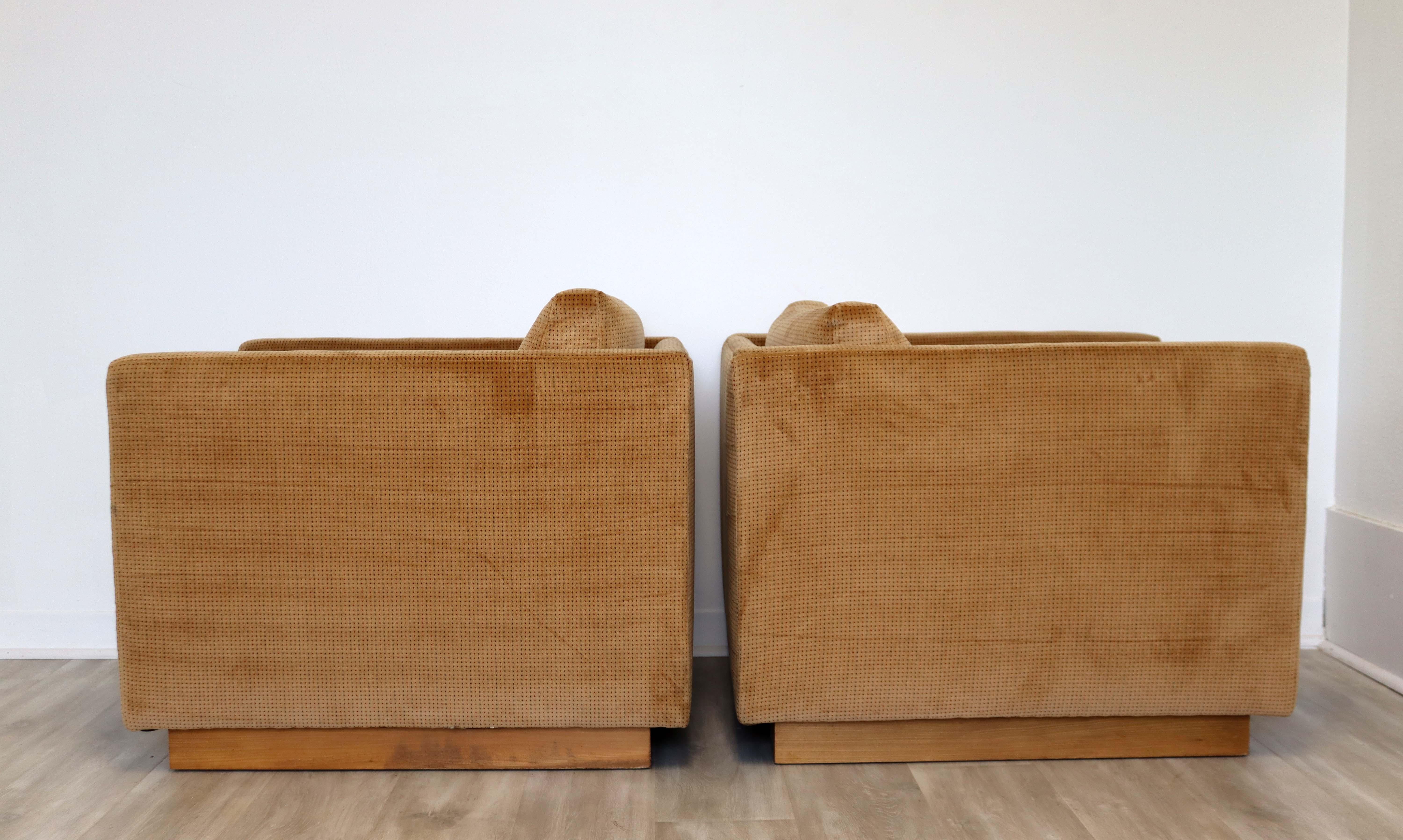 20th Century Pair of Baughman for Thayer Coggin Cube Lounge Chairs Mid-Century Modern