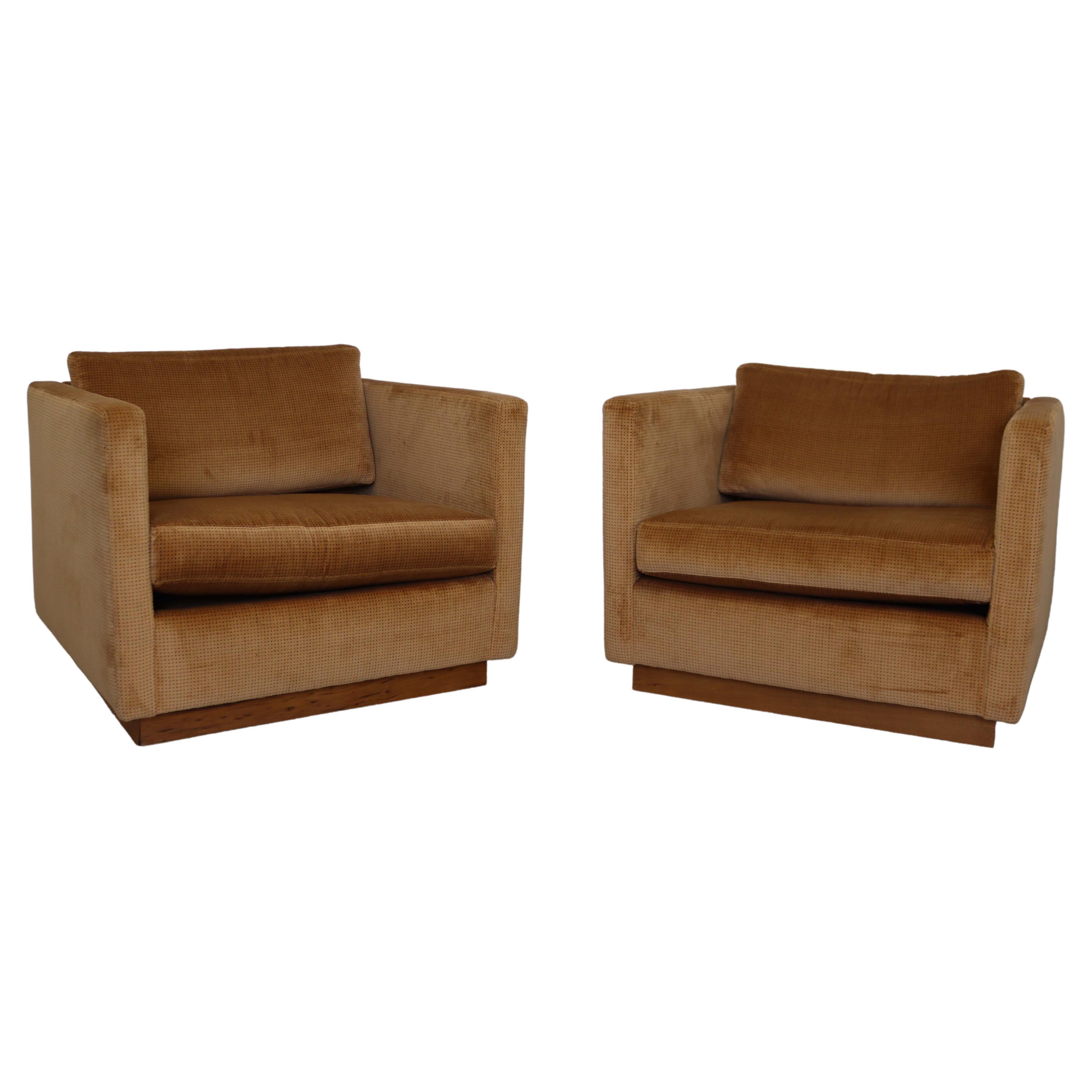 Pair of Baughman for Thayer Coggin Cube Lounge Chairs Mid-Century Modern