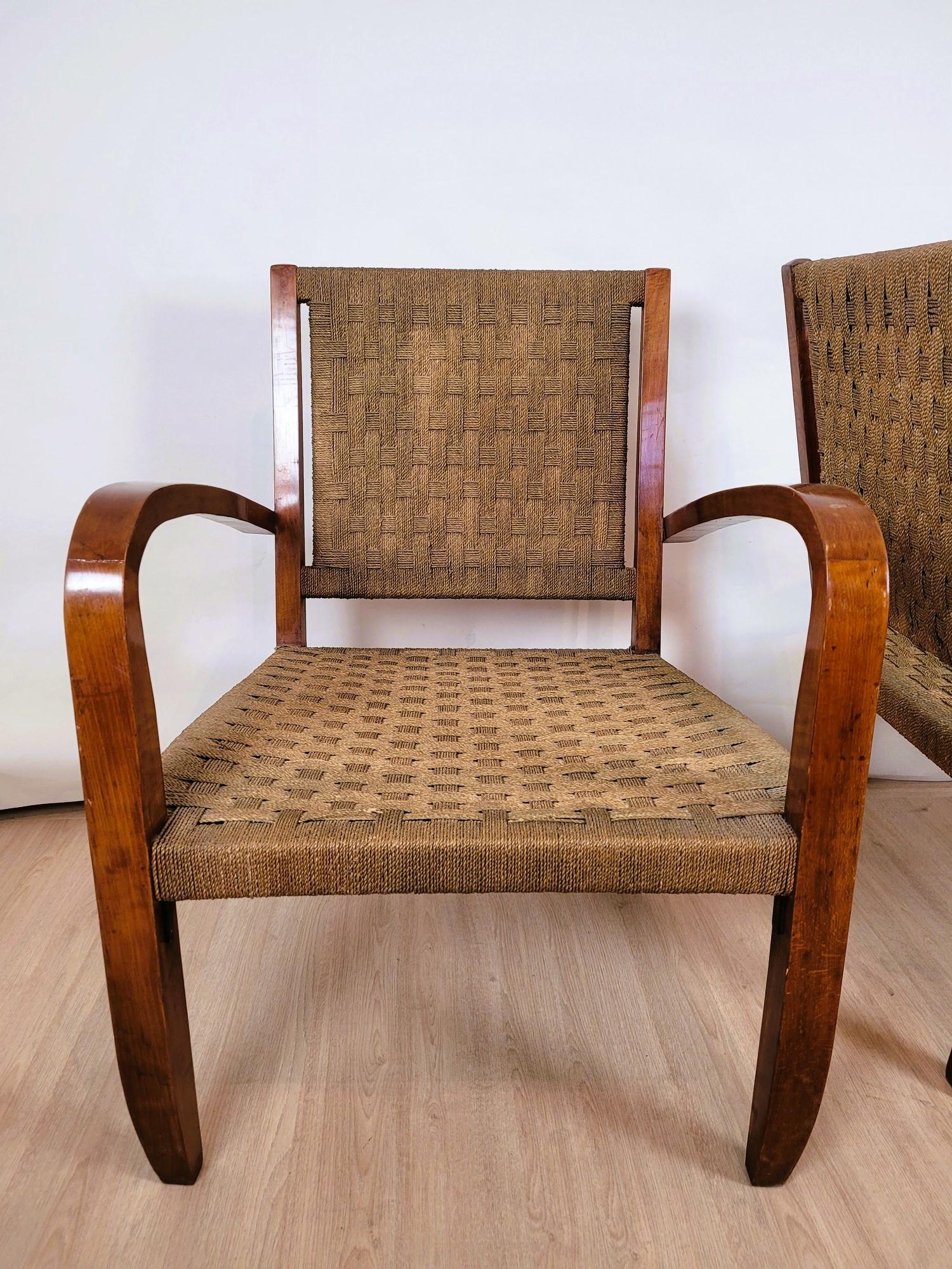 German Pair Of Bauhaus Armchairs, Attr To E Dieckmann, Early 20th Century For Sale