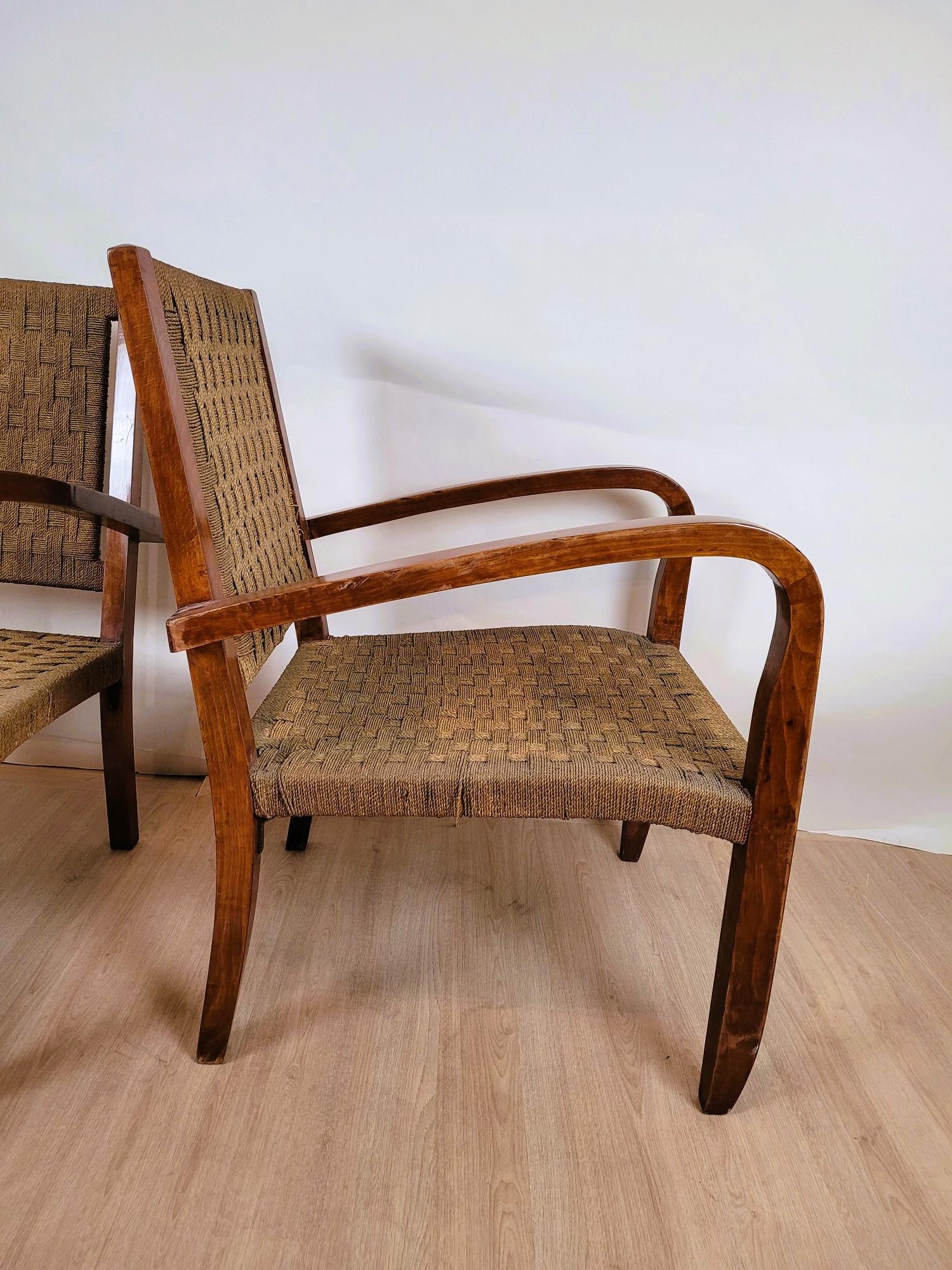 Paire de fauteuils Bauhaus, Attr. à E Dieckmann, début du 20e siècle Bon état - En vente à MARSEILLE, FR
