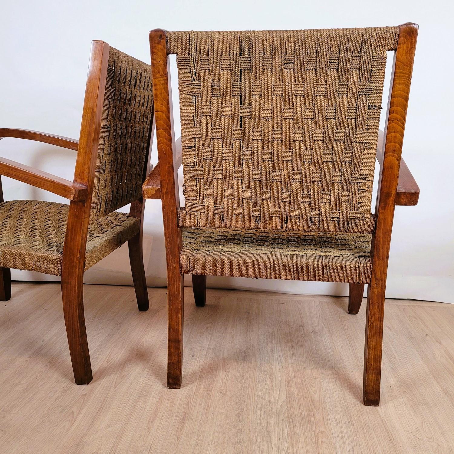 Corde Paire de fauteuils Bauhaus, Attr. à E Dieckmann, début du 20e siècle en vente