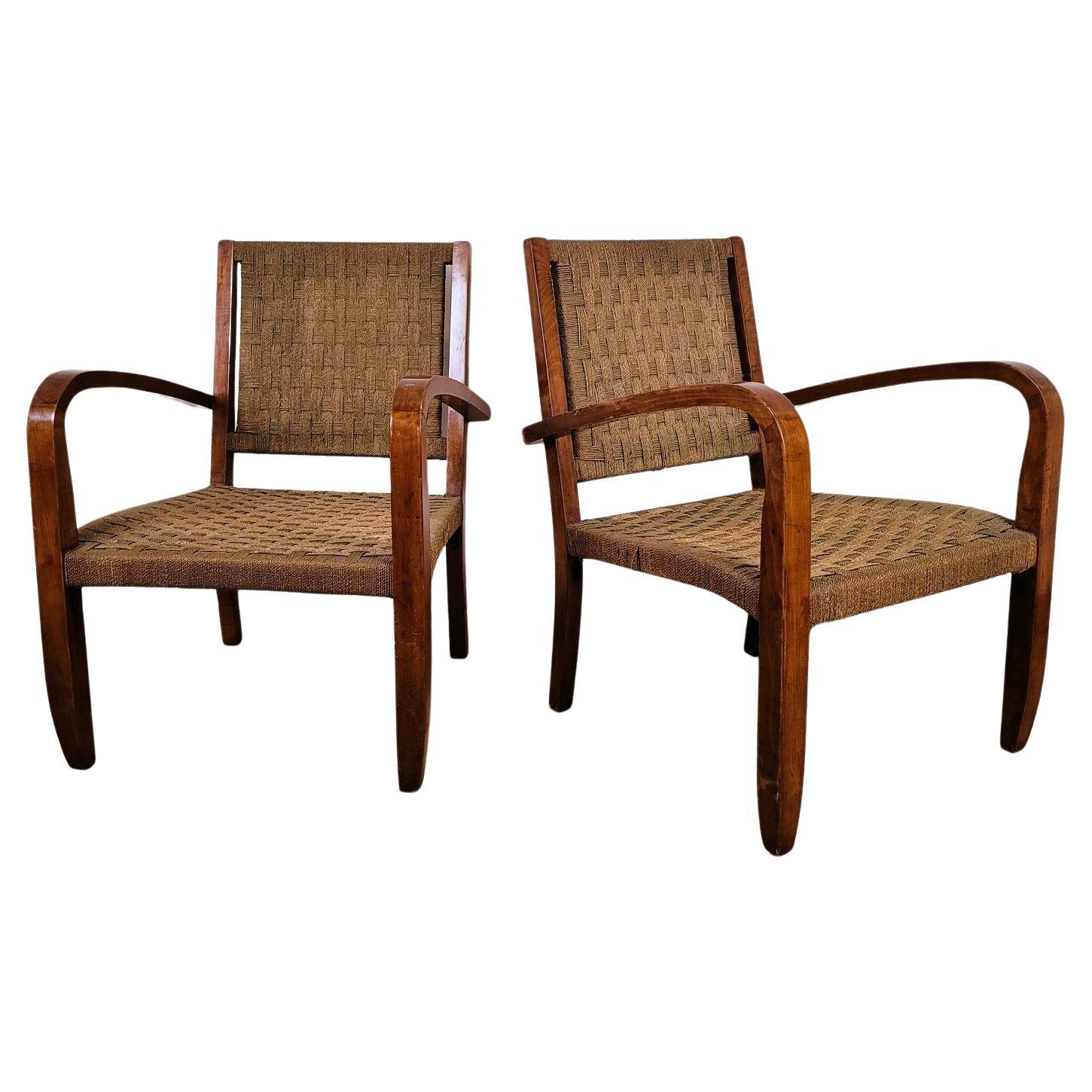 Pair Of Bauhaus Armchairs, Attr To E Dieckmann, Early 20th Century For Sale