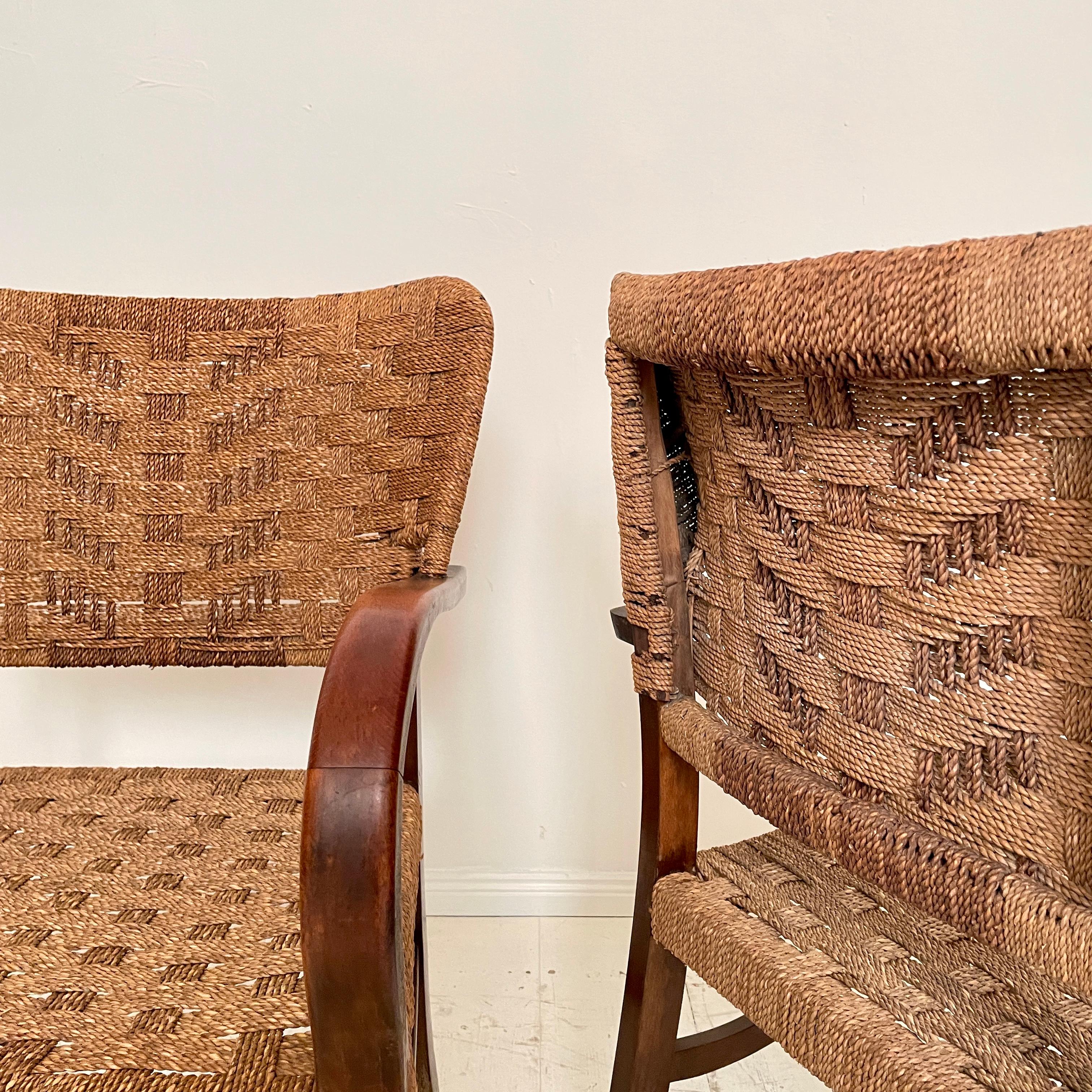 Pair of Bauhaus Armchairs by Erich Dieckmann in Beech and Rope, 1930s 5