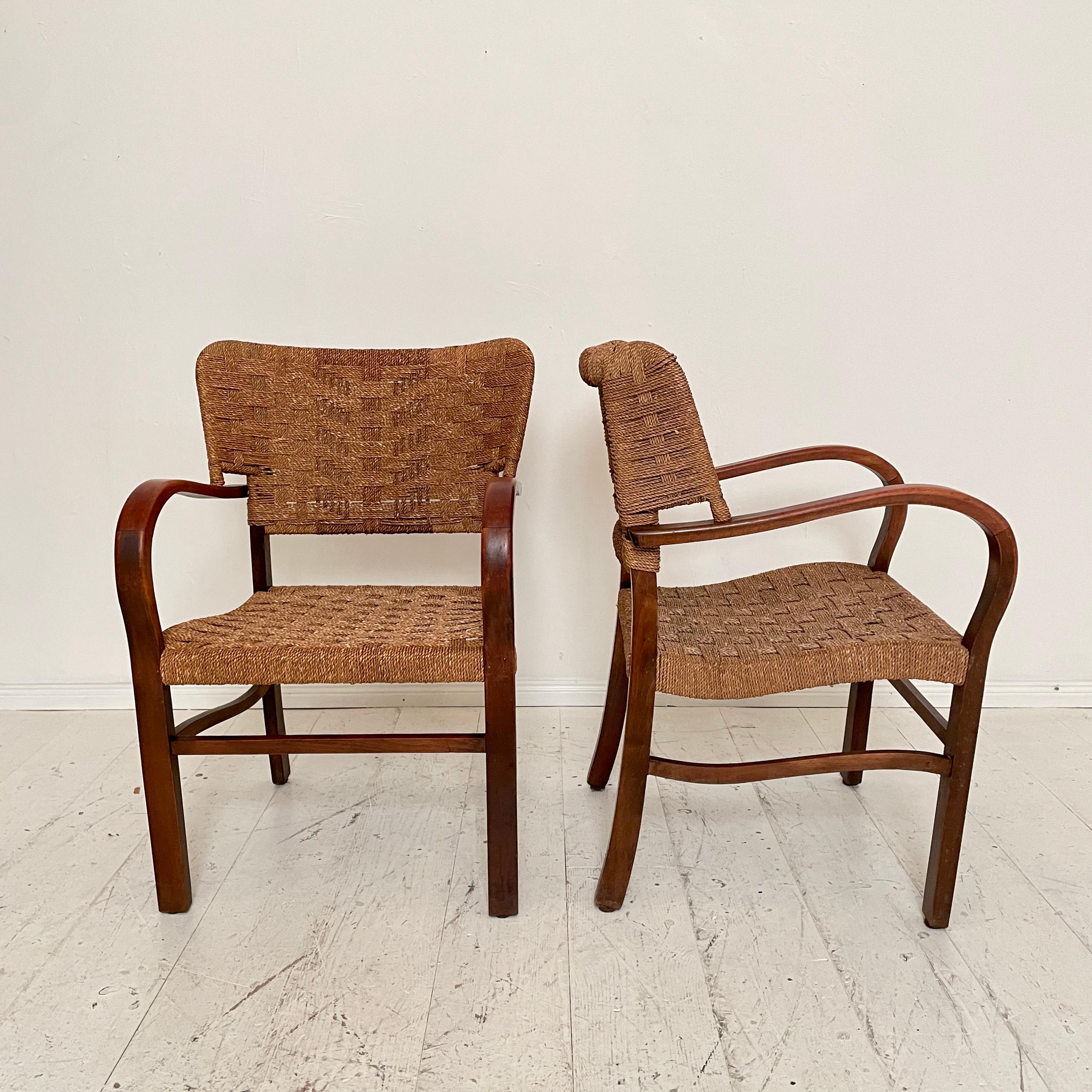 Pair of Bauhaus Armchairs by Erich Dieckmann in Beech and Rope, 1930s 6