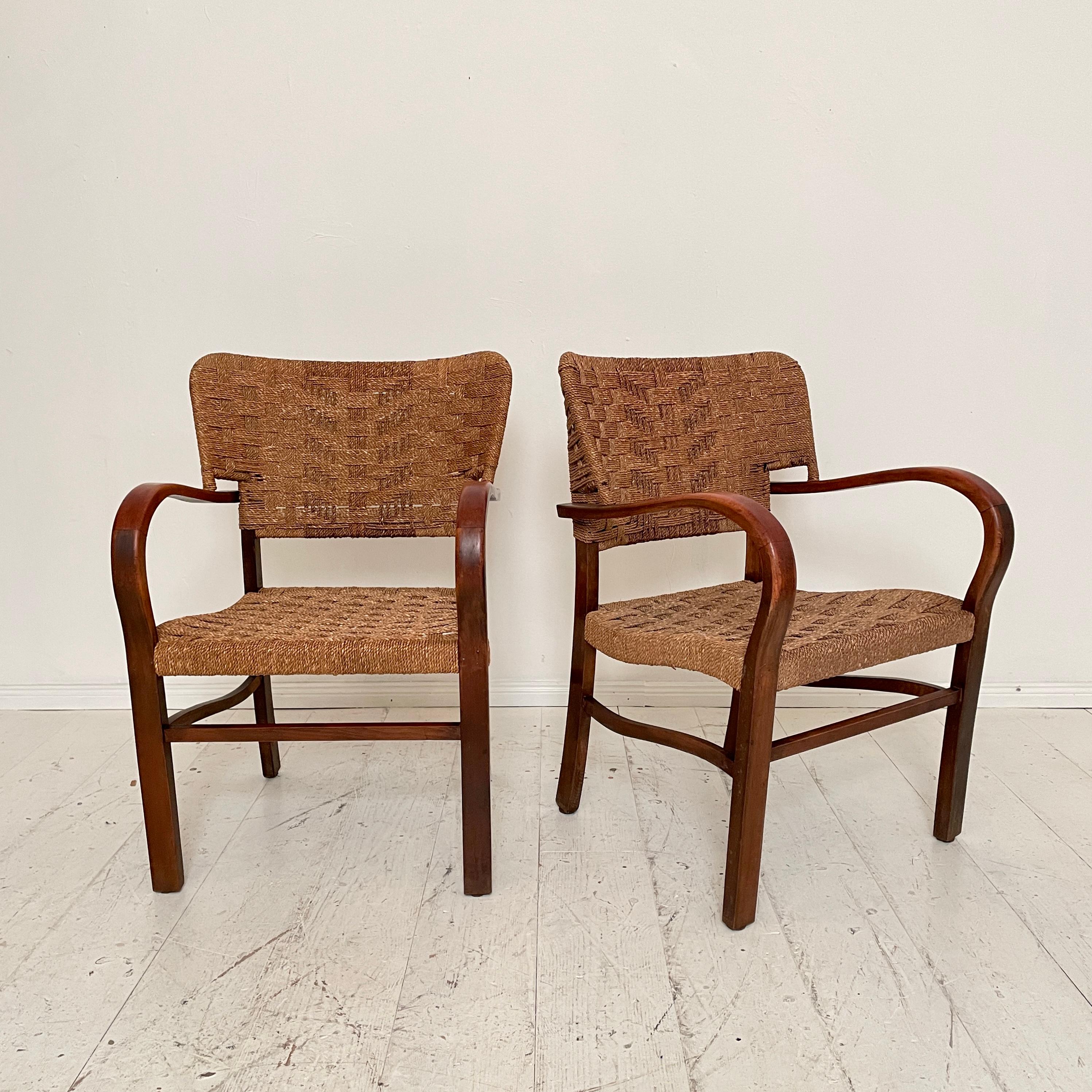 Pair of Bauhaus Armchairs by Erich Dieckmann in Beech and Rope, 1930s 7
