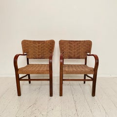 Pair of Bauhaus Armchairs by Erich Dieckmann in Beech and Rope, 1930s