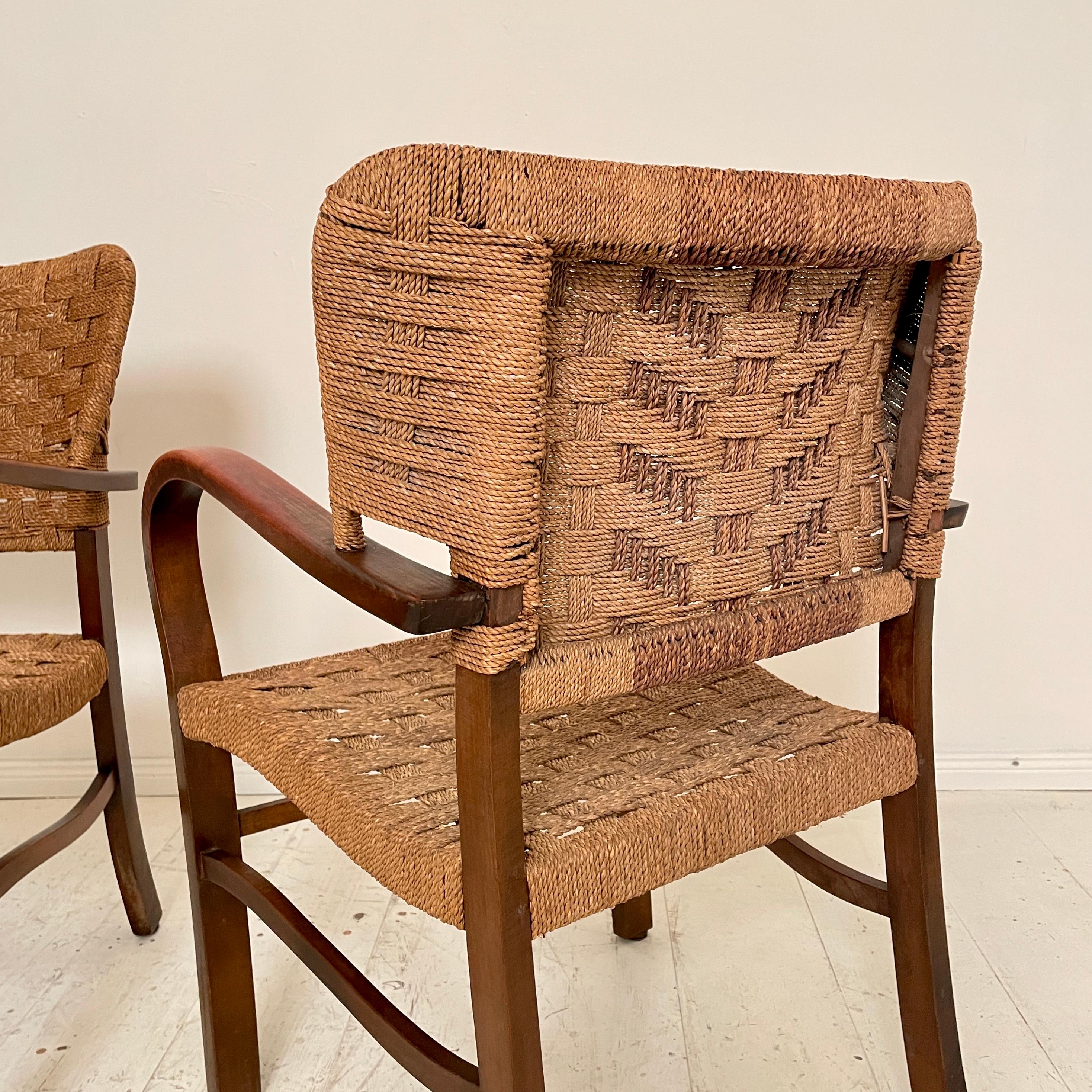 Pair of Bauhaus Armchairs by Erich Dieckmann in Beech and Rope, 1930s 1