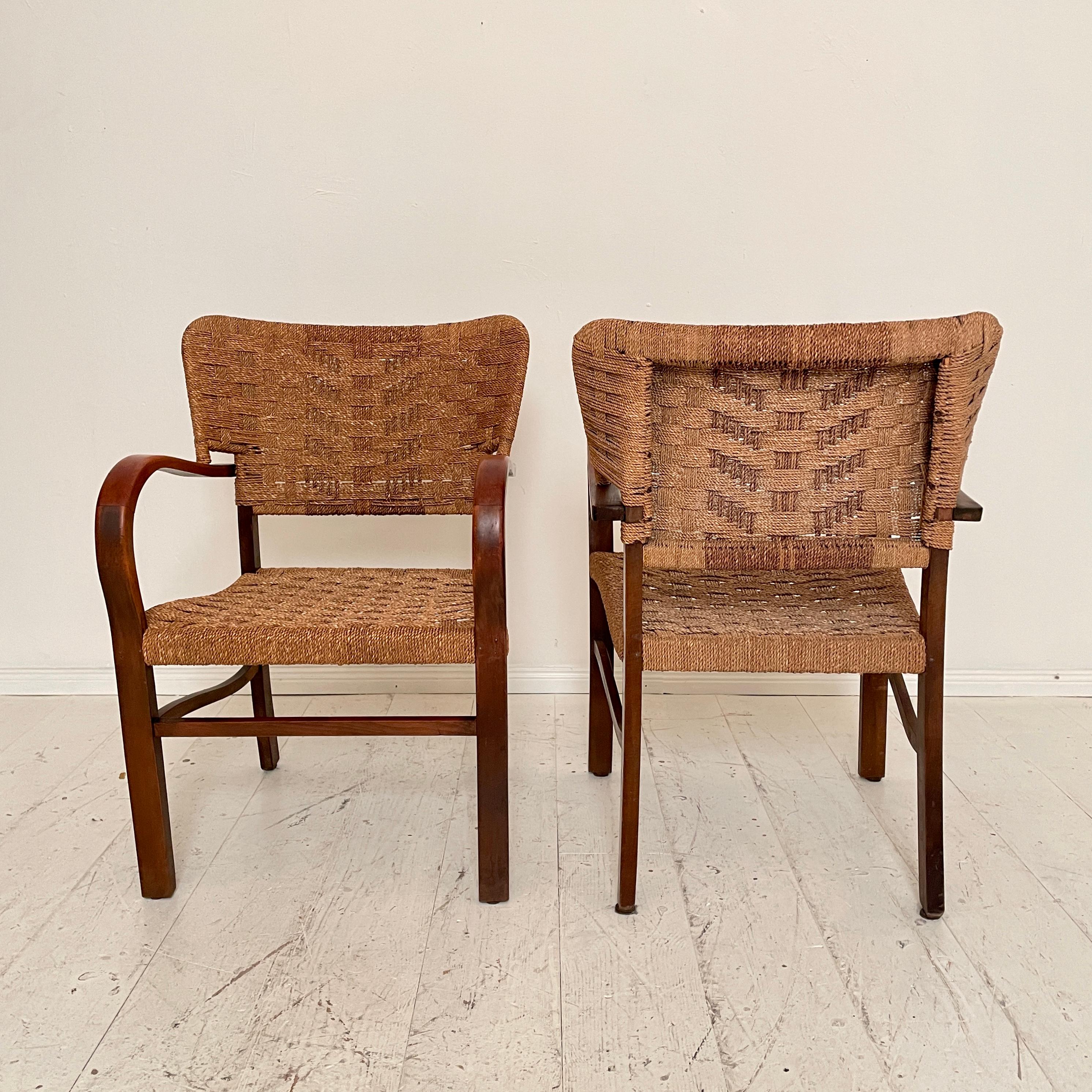 Pair of Bauhaus Armchairs by Erich Dieckmann in Beech and Rope, 1930s 3