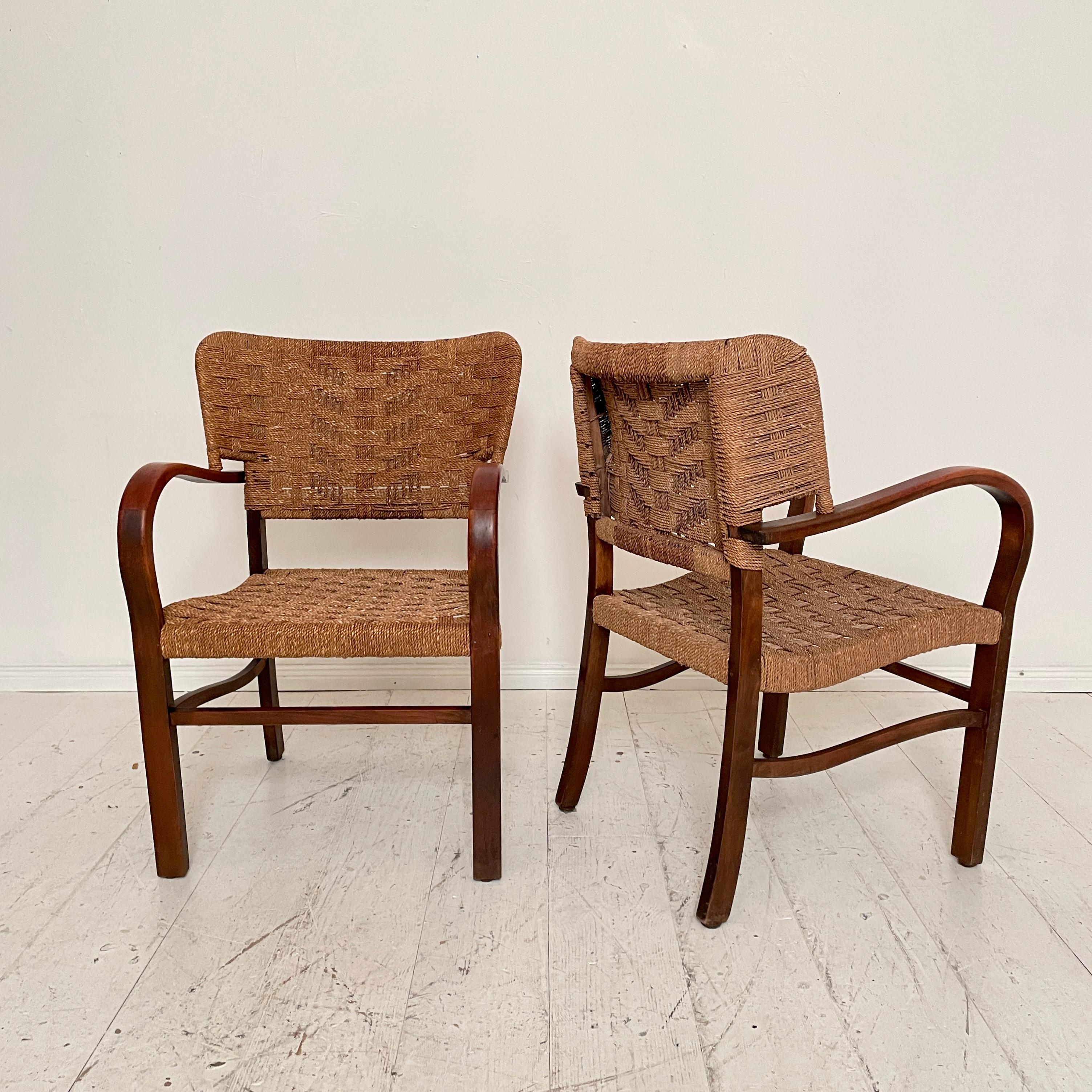 Pair of Bauhaus Armchairs by Erich Dieckmann in Beech and Rope, 1930s 4