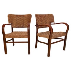 Pair of Bauhaus Armchairs by Erich Dieckmann in Beech and Rope, 1930s