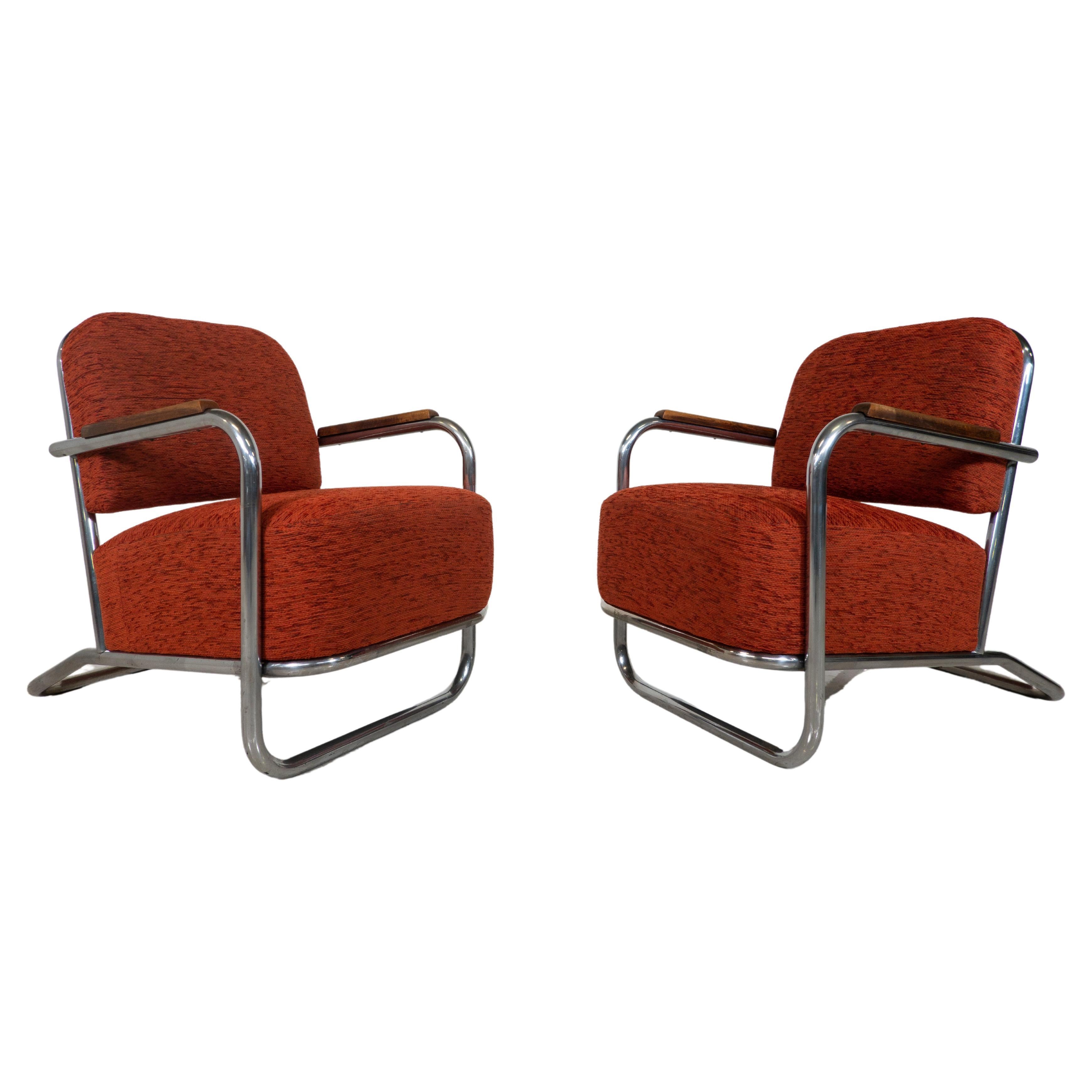 Pair Of Bauhaus Armchairs, Hynek Gottwald - 1930s For Sale