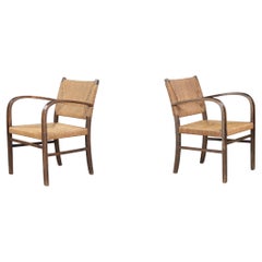 Paire de fauteuils Bauhaus en hêtre et corde par Erich Dieckmann, Allemagne, années 1930
