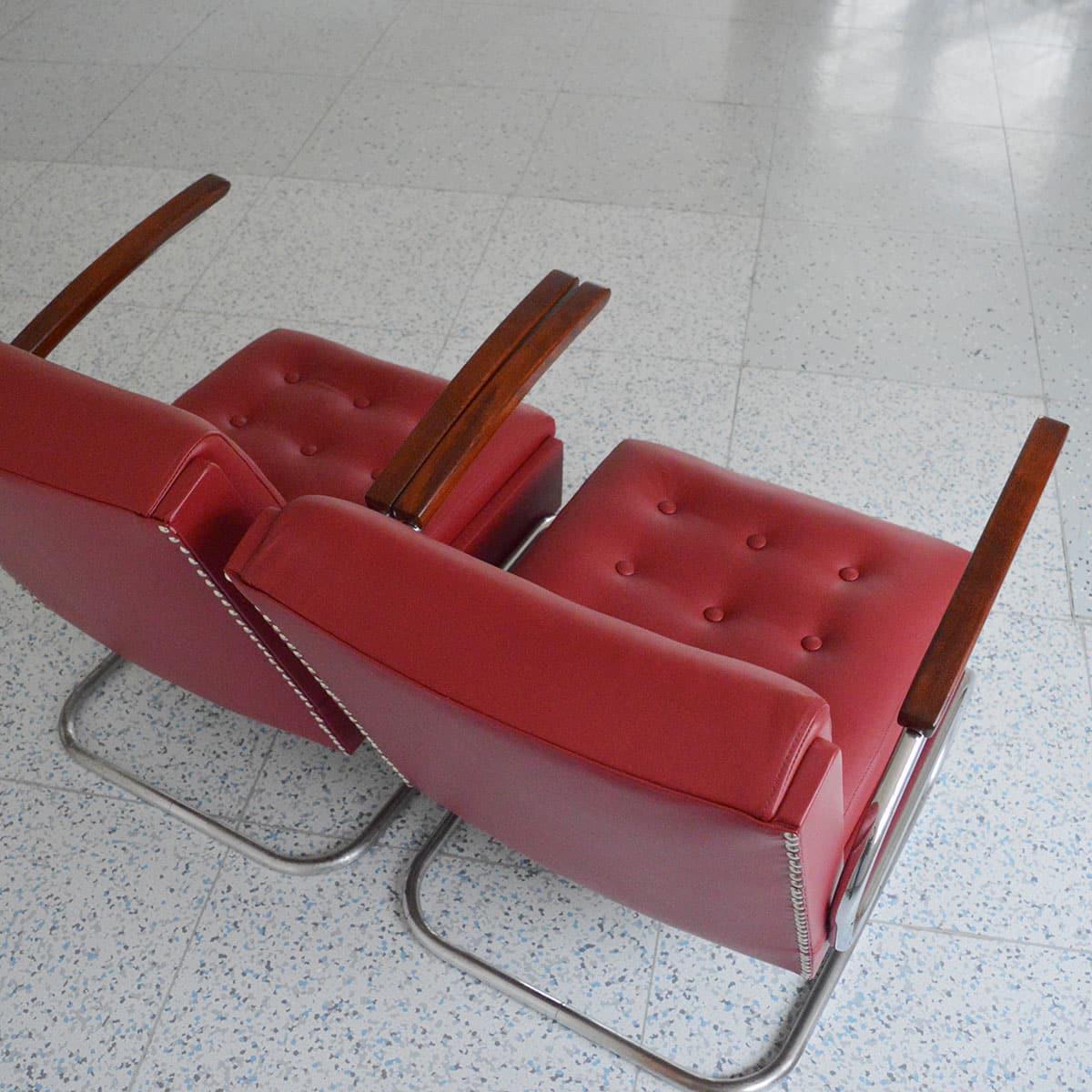 Allemand Paire de fauteuils cantilever Bauhaus modèle S411 par Mücke & Melder, années 1930 en vente