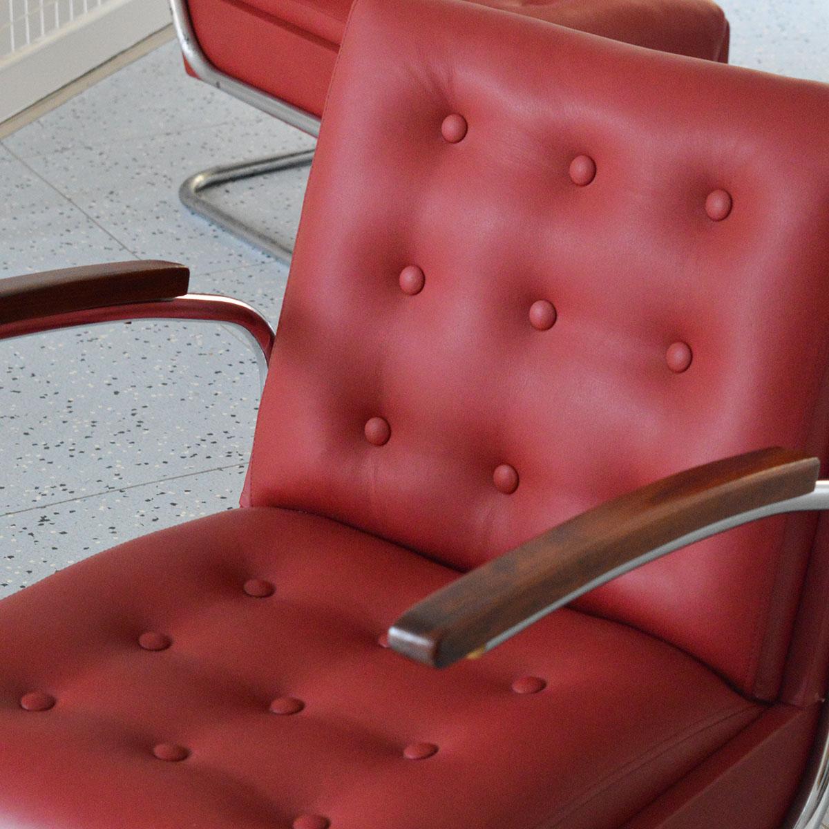 Plaqué Paire de fauteuils cantilever Bauhaus modèle S411 par Mücke & Melder, années 1930 en vente