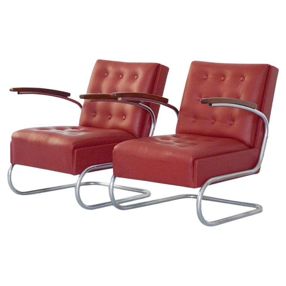 Paire de fauteuils cantilever Bauhaus modèle S411 par Mücke & Melder, années 1930 en vente