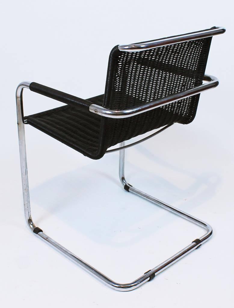 Steel Pair of Bauhaus Cantilever Black Armchairs by Tecta Germany For Sale