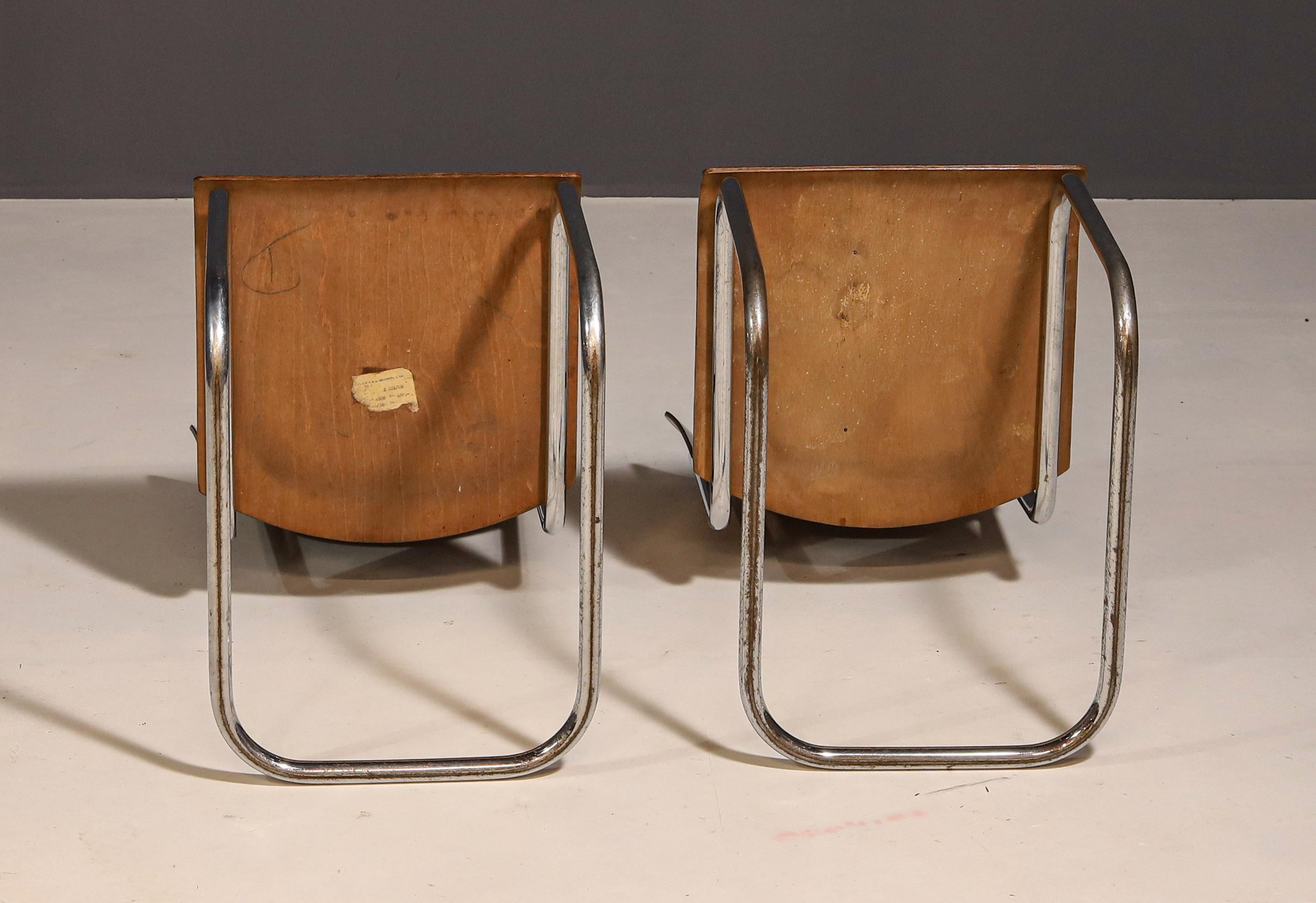 Pareja de sillas Bauhaus S43 de Mart Stam para Kovona, años 50 en venta 2
