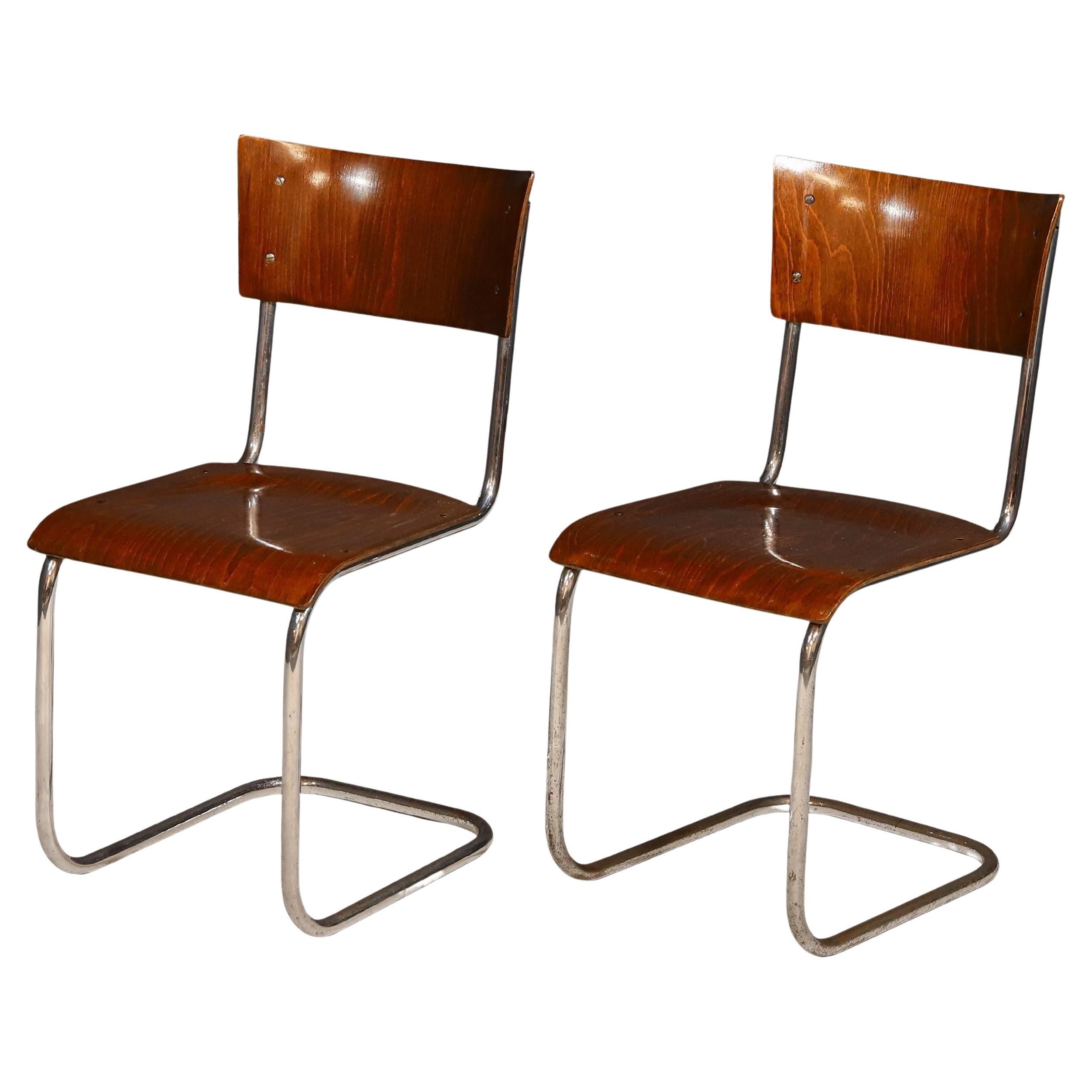 Pair of Bauhaus chair S43 by Mart Stam for Kovona, 1950´s