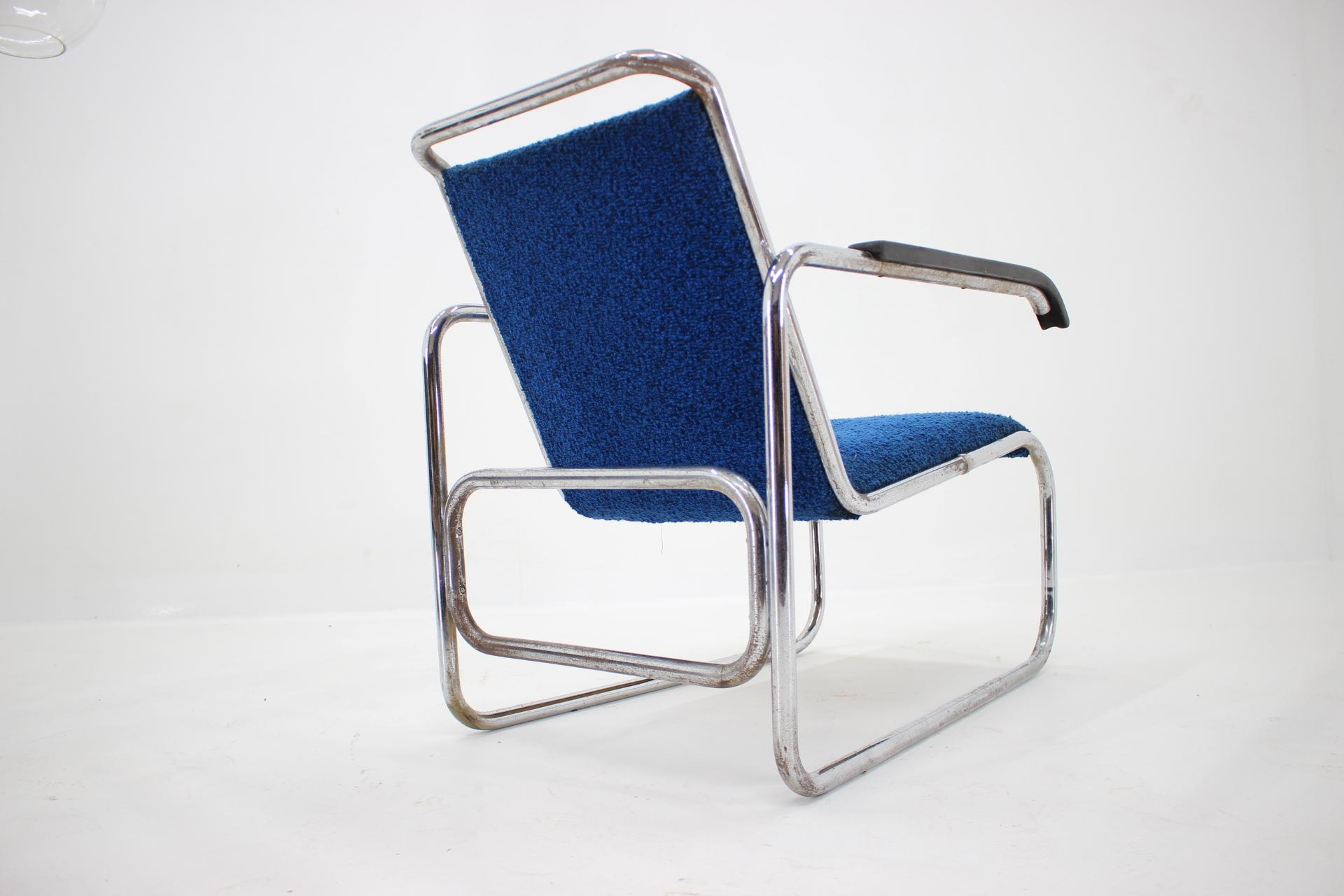 German Pair of Bauhaus Chrome Armchairs in Style of Thonet B 35 by Marcel Breuer, 1930s