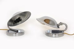Pair of Bauhaus Chrome Bedside Table Lamps from Napako, Czechoslovakia, 1930s