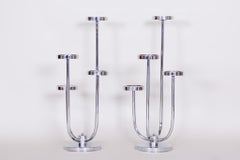 Pair of Bauhaus Chrome Flower pedestals, Jindrich Halabala, UP Zavody, 1930s