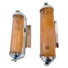 Pair of Bauhaus chrome Wall Lamps, 1930s / Art deco